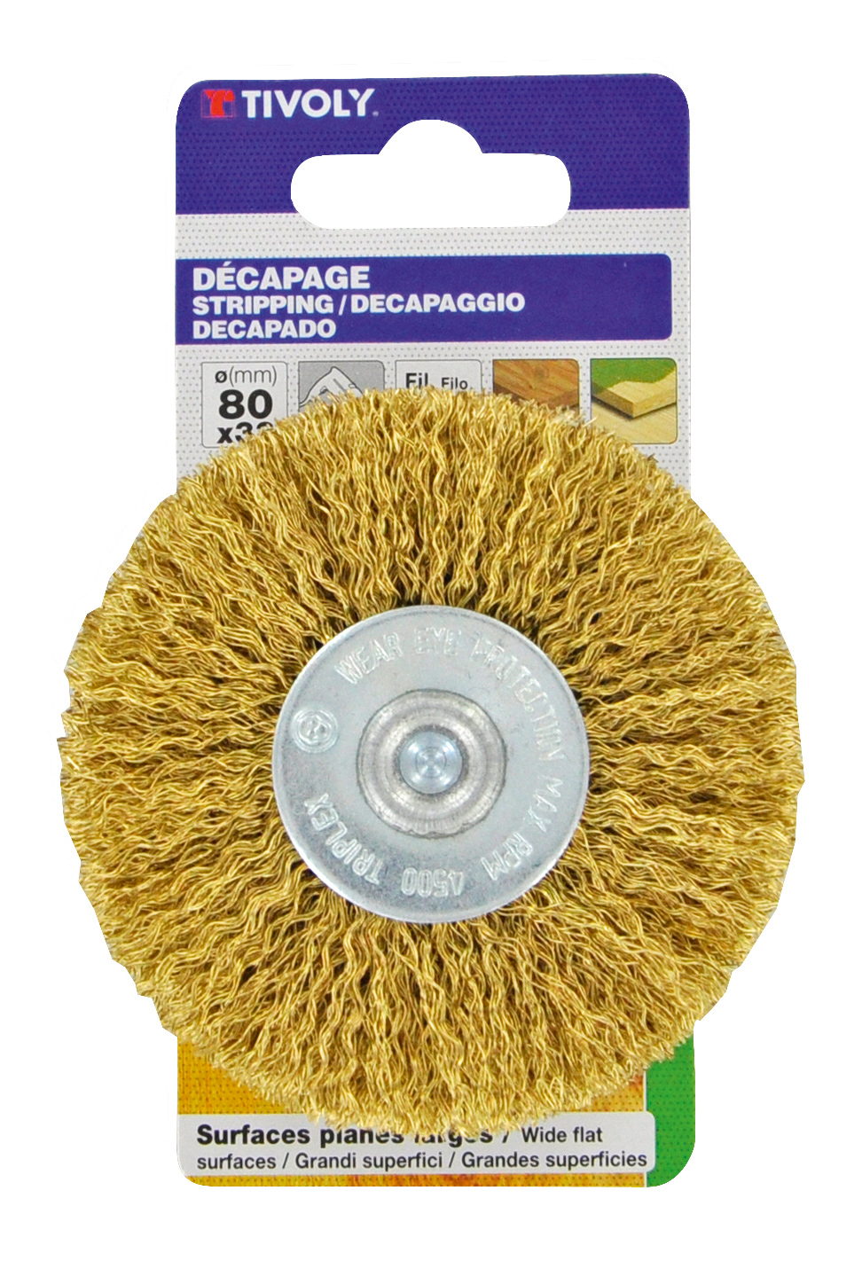 Brosse CIRCULAIRE -Fil acier laitonné -Décapage du bois / Ø: 80x33 / 0.25 TIVOLY - XT20252006073