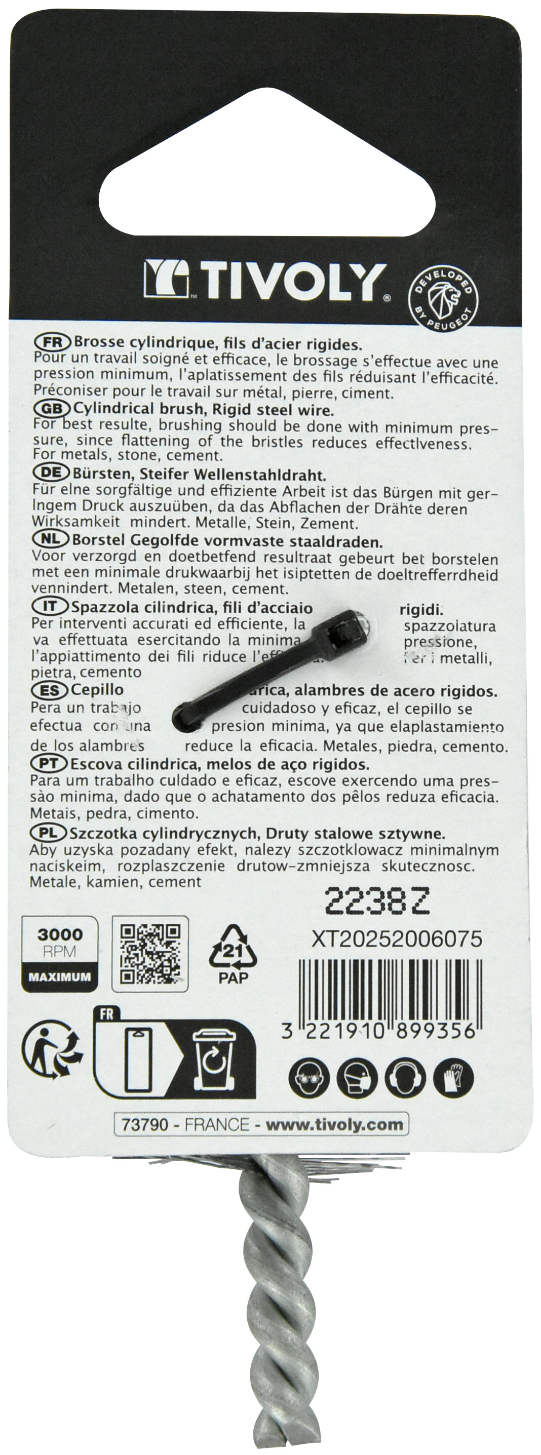 Brosse ECOUVILLON -Fil acier ondulé -Décapage du métal / Ø: 28 / 0.35 TIVOLY - XT20252006075