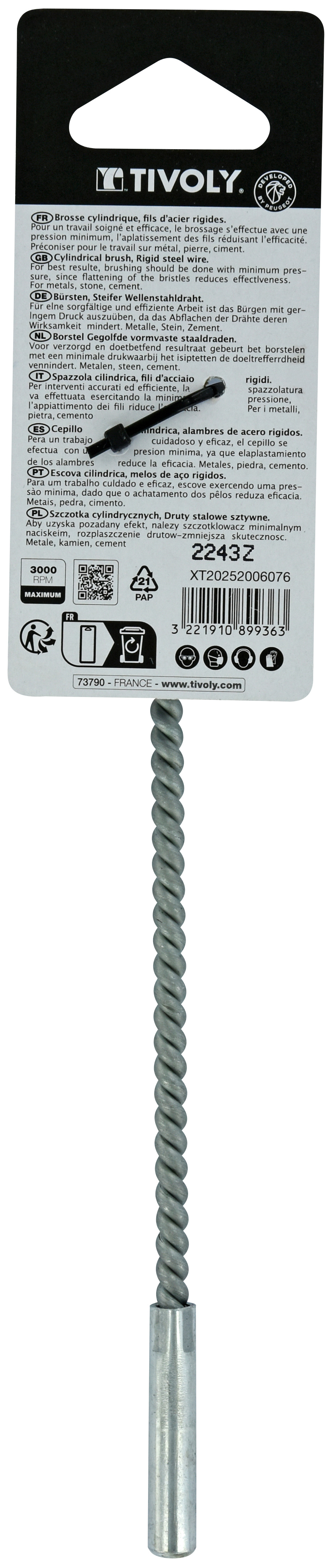 Brosse ECOUVILLON -Fil acier ondulé -Décapage du métal / Ø: 20 / 0.35 TIVOLY - XT20252006076