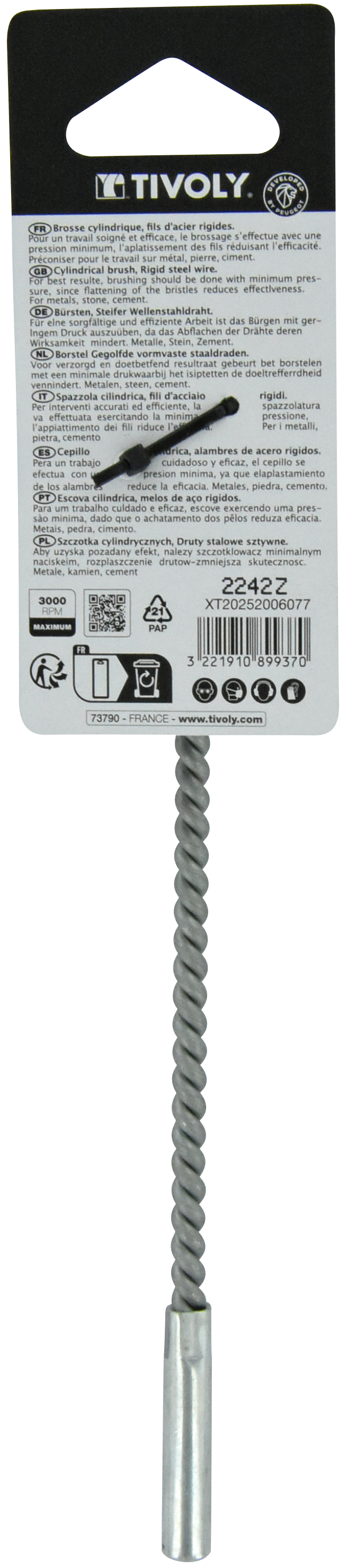 Brosse ECOUVILLON -Fil acier ondulé -Décapage du métal / Ø: 38 / 0.35 TIVOLY - XT20252006077
