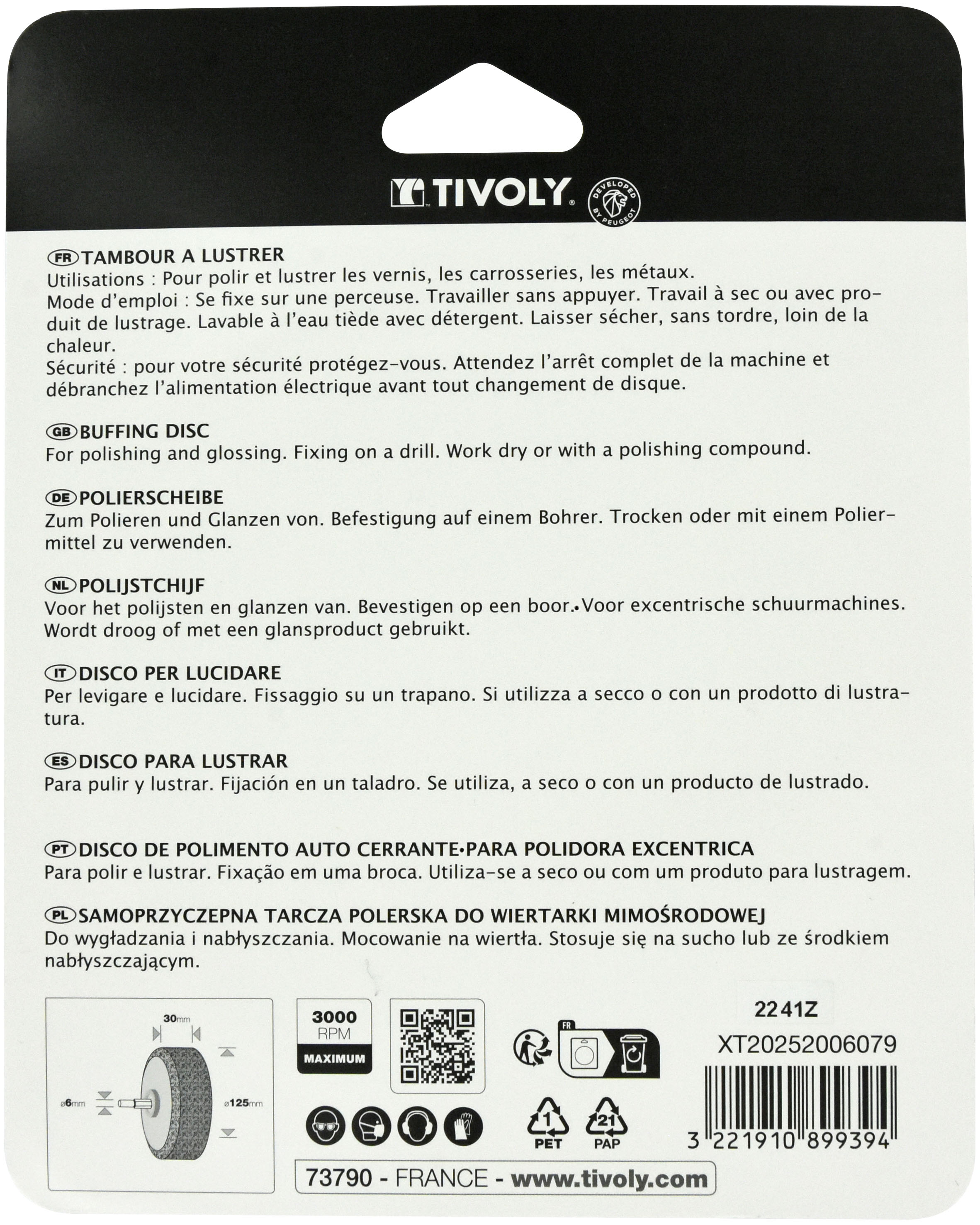 TAMBOUR DE POLISSAGE (Blister) / Ø: 125 / TIVOLY - XT20252006079