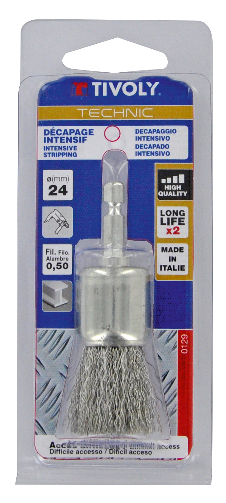 Brosse PINCEAU -Fil acier ondulé -Gros décapage du métal / Ø: 24 / 0.5 TIVOLY - XT202520129