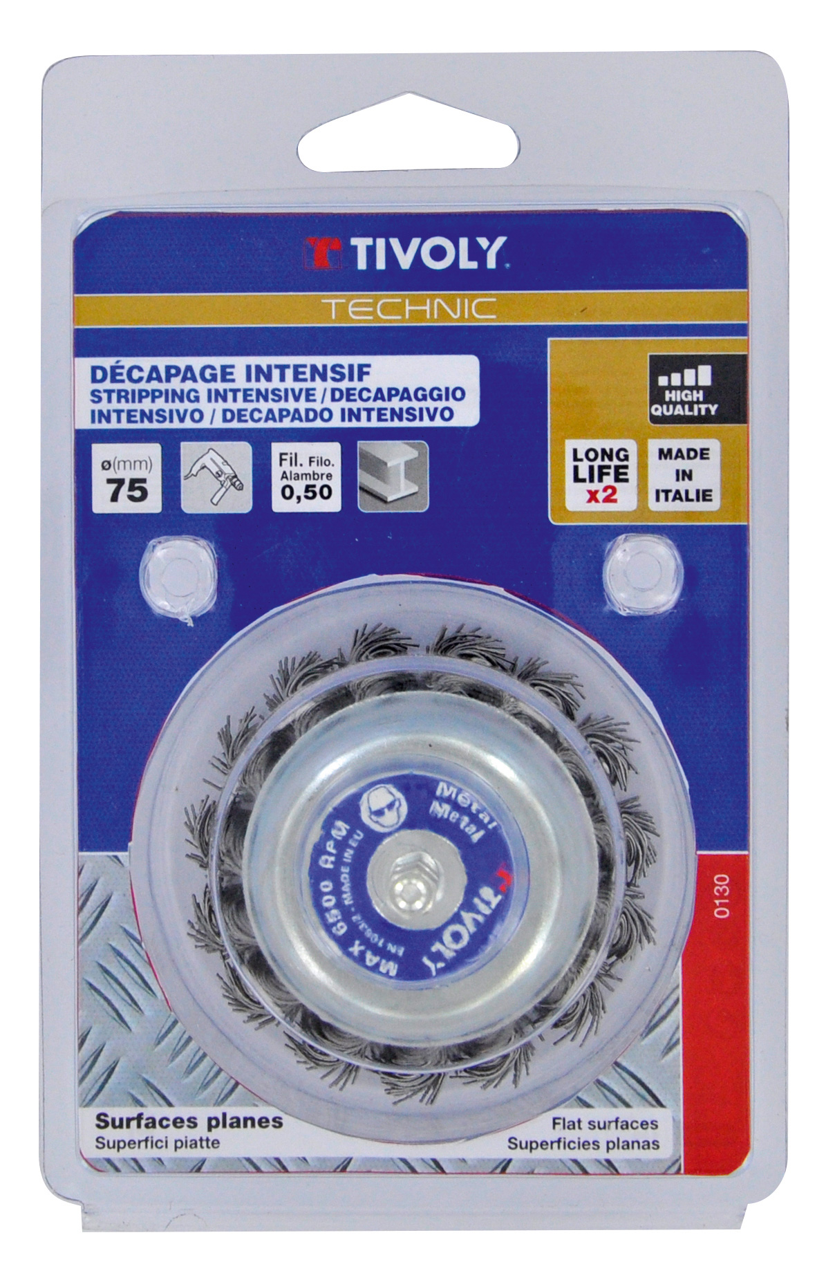 Brosse COUPE -Fil acier torsadé -Gros décapage du métal / Ø: 75 / 0.5 TIVOLY - XT202520130