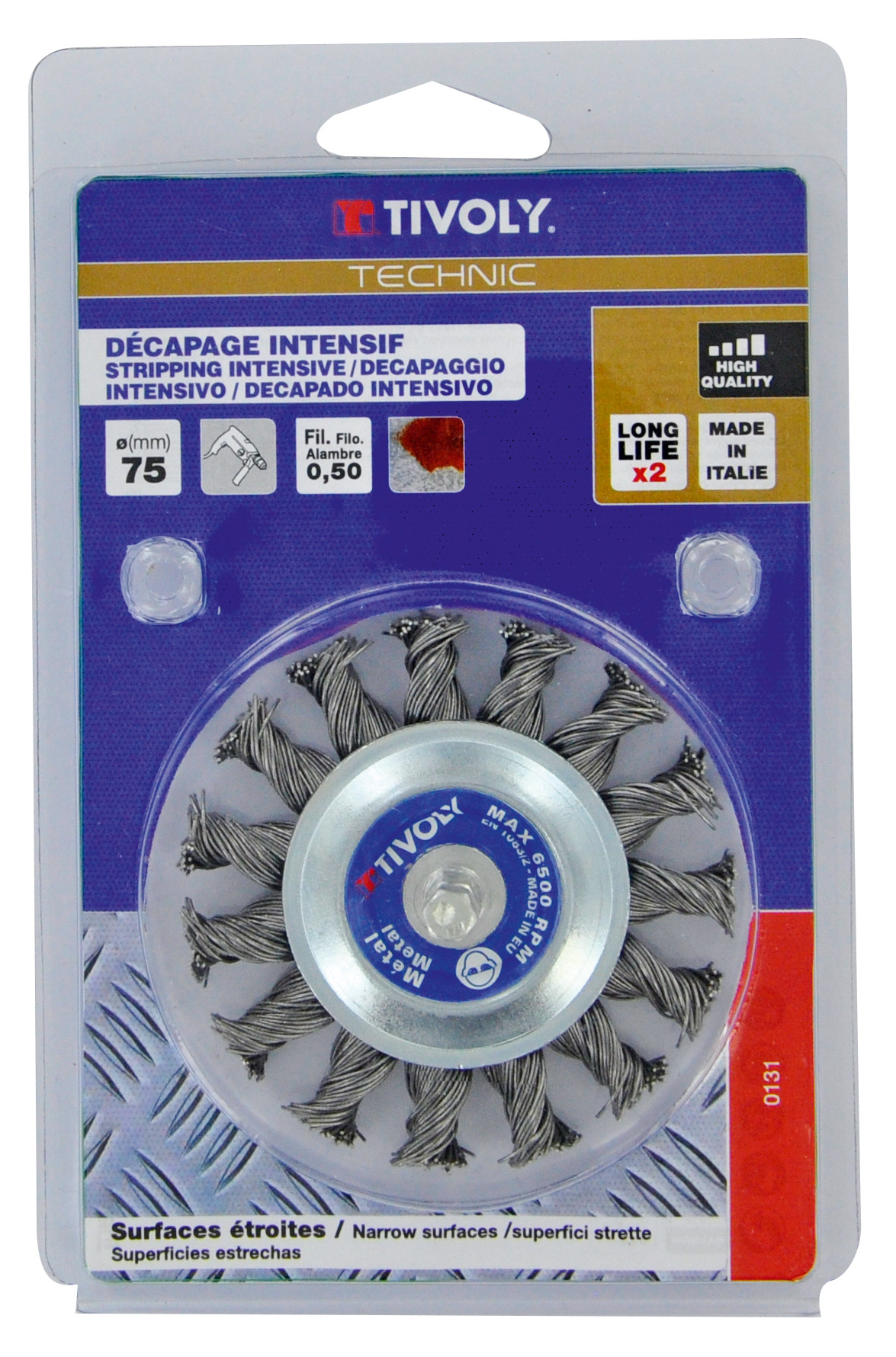 Brosse CIRCULAIRE -Fil acier torsadé -Gros décapage du métal / Ø: 75 / 0.5 TIVOLY - XT202520131