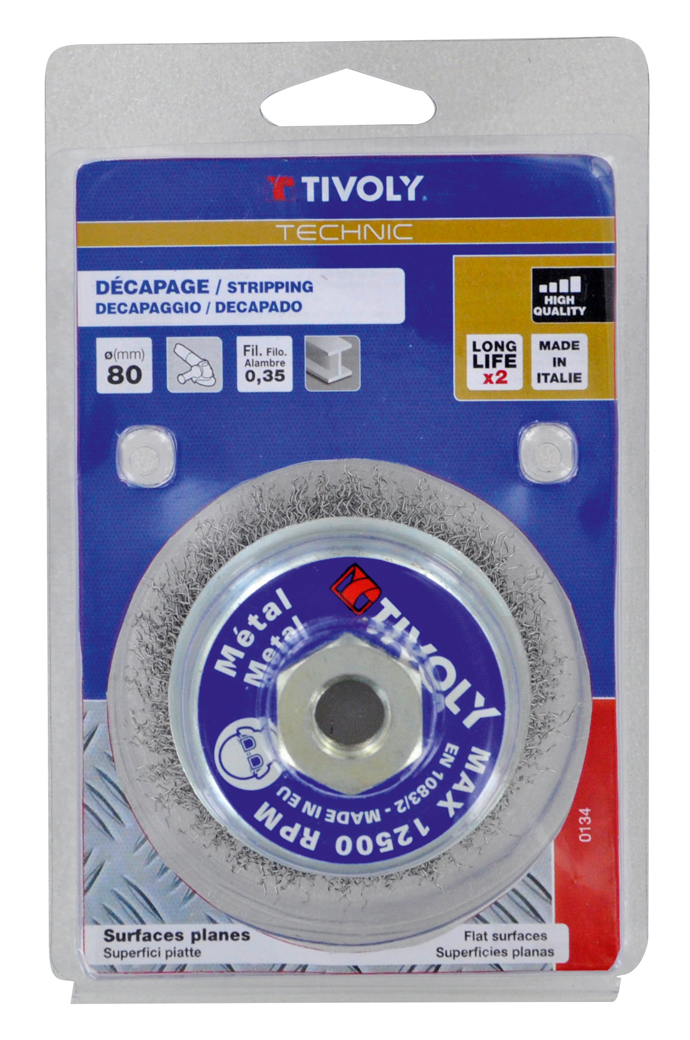 Brosse COUPE -Fil acier ondulé -Décapage du métal (Blister Box) / Ø: 80 / 0.35 TIVOLY - XT202520134