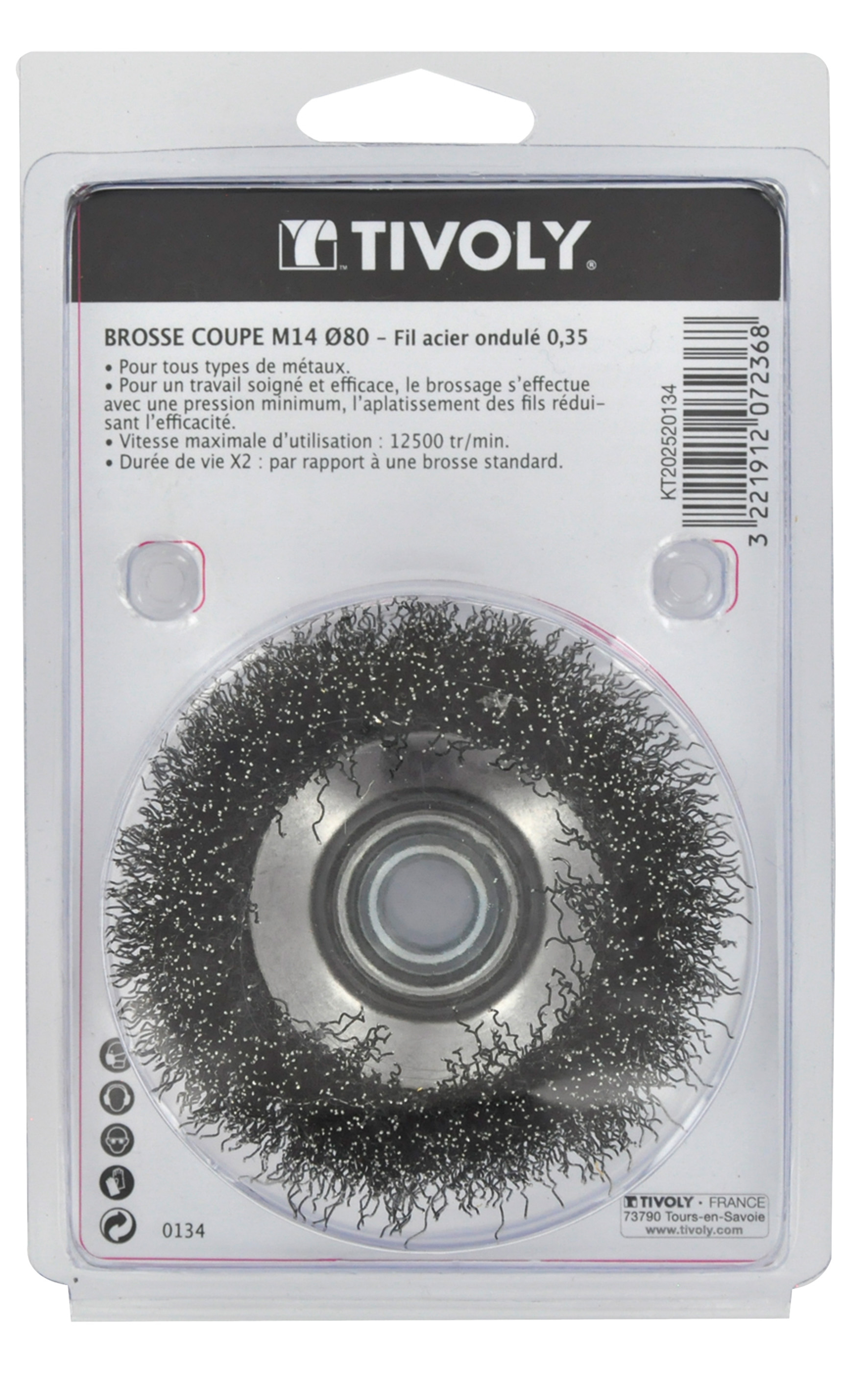Brosse COUPE -Fil acier ondulé -Décapage du métal (Blister Box) / Ø: 80 / 0.35 TIVOLY - XT202520134