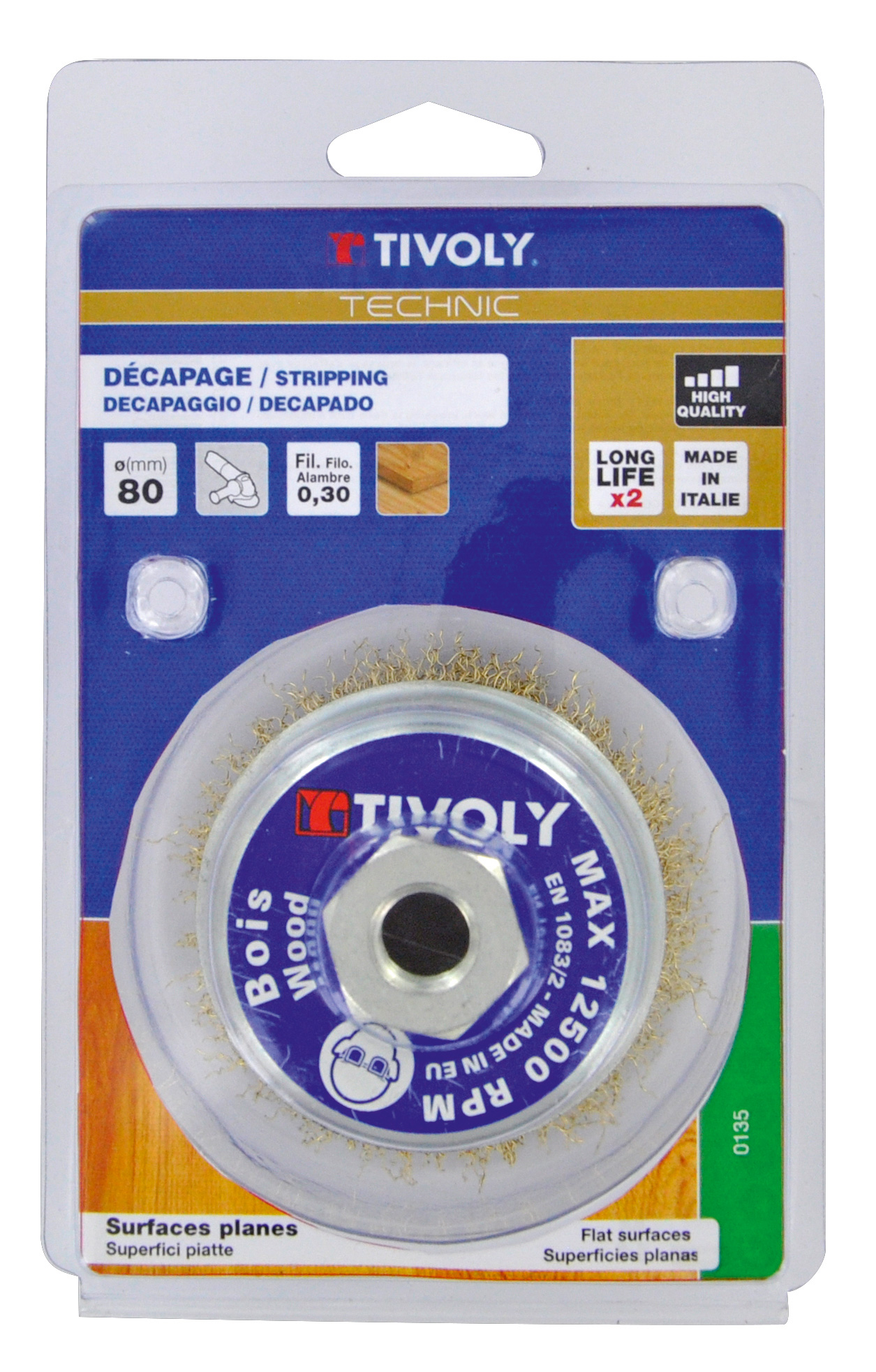 Brosse COUPE -Fil acier laitonné -Décapage du bois, laiton, cuivre / Ø: 80 / 0.3 TIVOLY - XT202520135