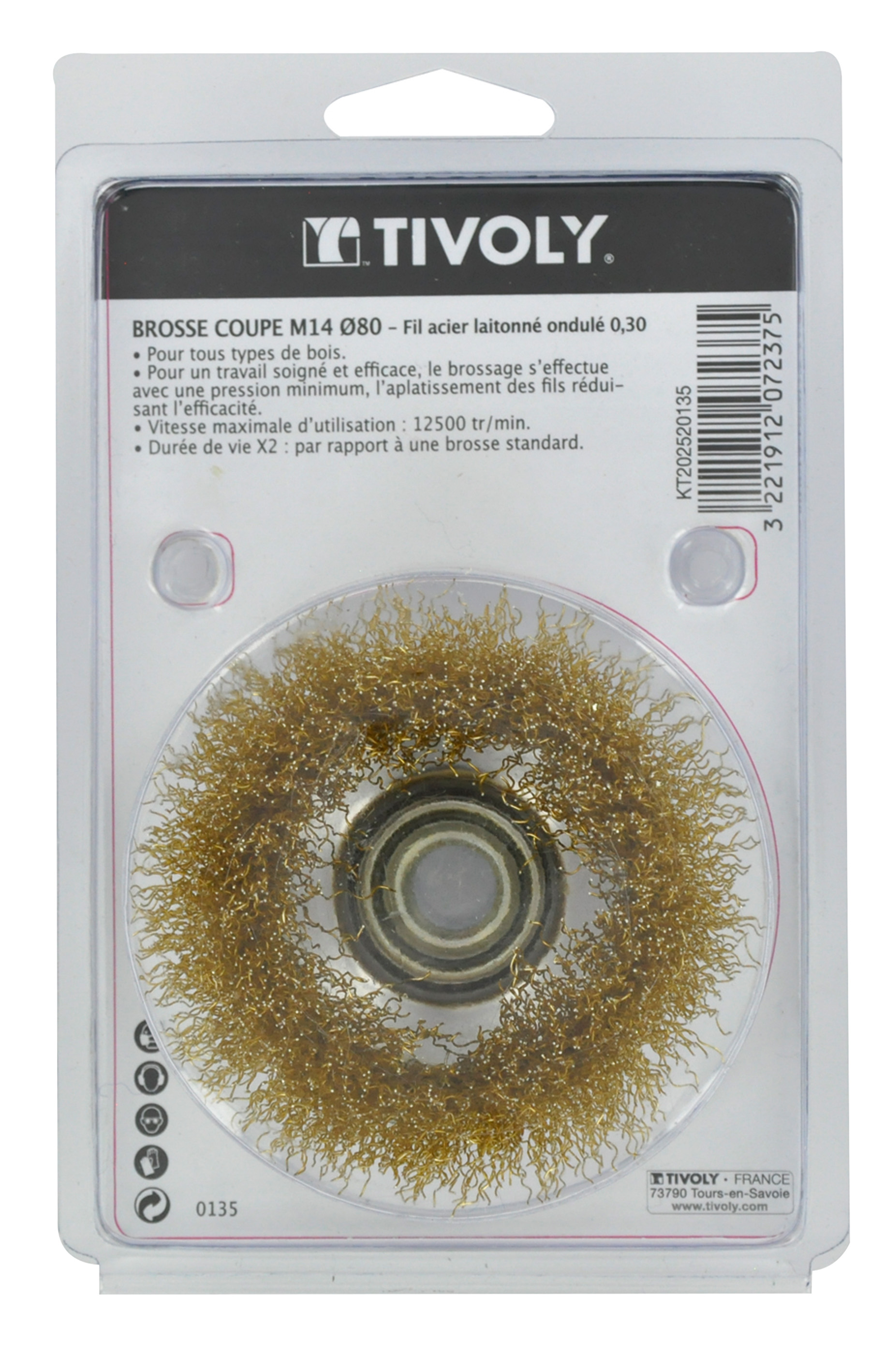 Brosse COUPE -Fil acier laitonné -Décapage du bois, laiton, cuivre / Ø: 80 / 0.3 TIVOLY - XT202520135