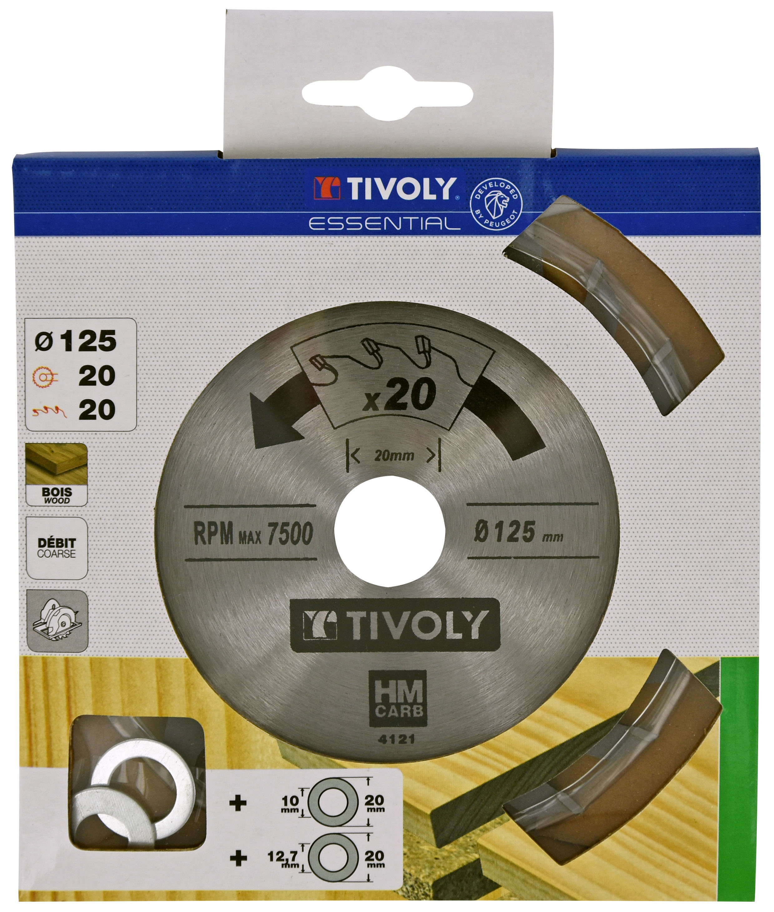 Lame de scie circulaire -Débit - Pour Bois et plâtre -Pour scie portative Ø: 125 x Ø2: 20 x Z: 20 TIVOLY - XT50514004121