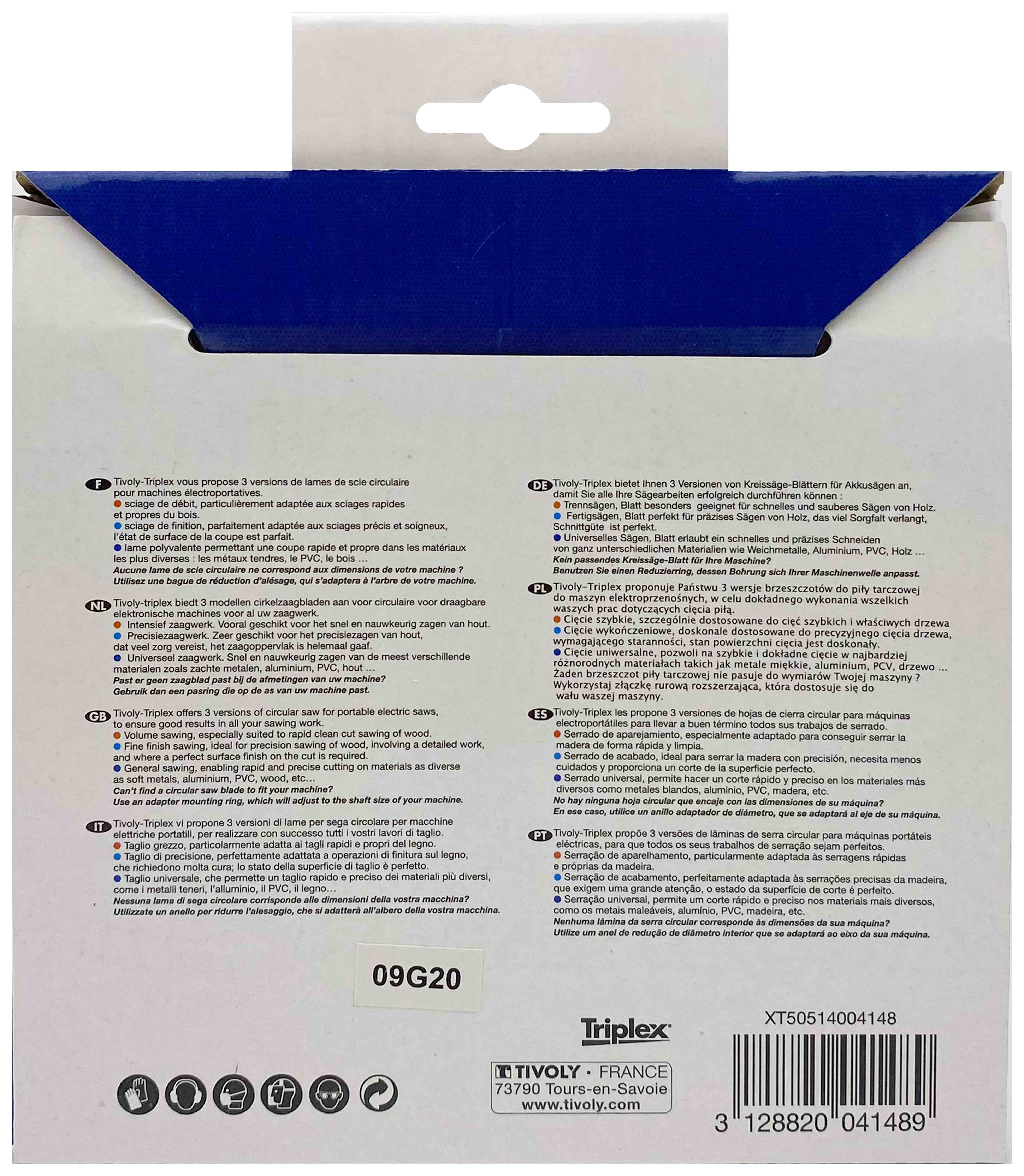 Lame de scie circulaire -Débit - Pour Bois et plâtre -Pour scie portative Ø: 150 x Ø2: 20 x Z: 20 TIVOLY - XT50514004148