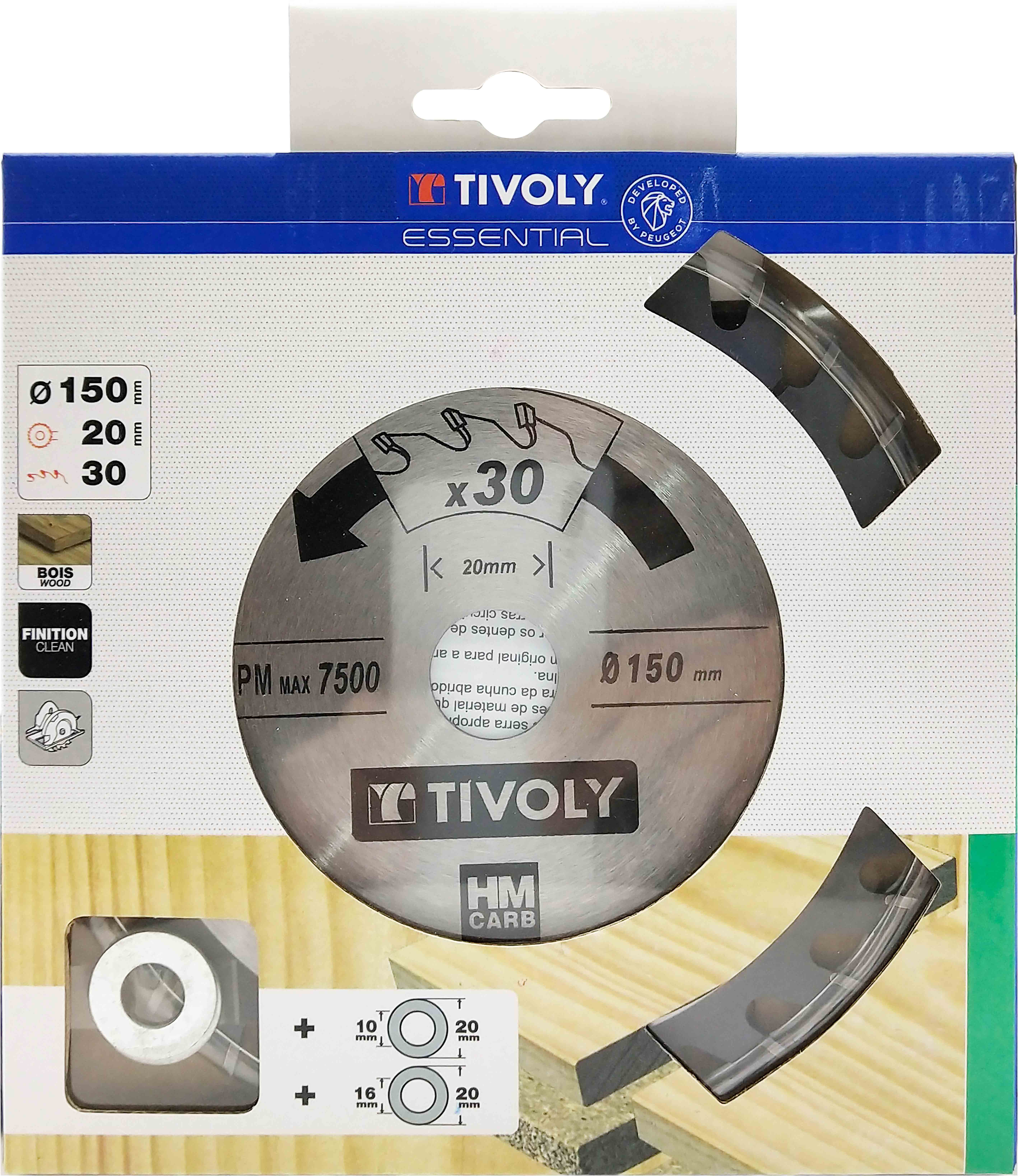 Lame de scie circulaire -Finition - Pour Bois dur, stratifié, parquet -Pour scie portative Ø: 150 x Ø2: 20 x Z: 30 TIVOLY - XT50514004149