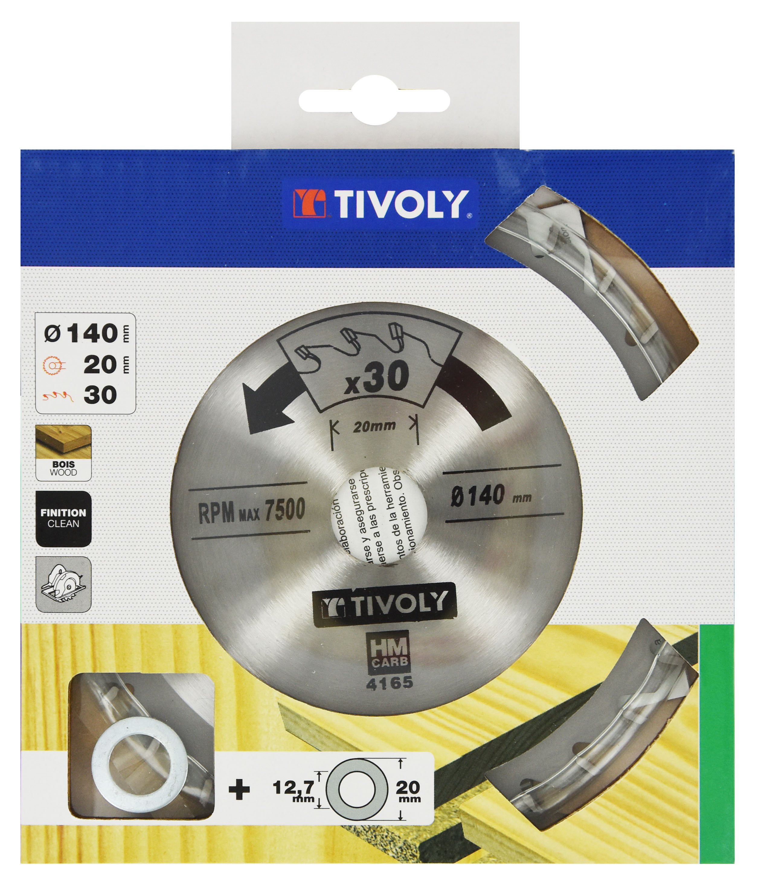 Lame de scie circulaire -Finition - Pour Bois dur, stratifié, parquet -Pour scie portative Ø: 140 x Ø2: 20 x Z: 30 TIVOLY - XT50514004165