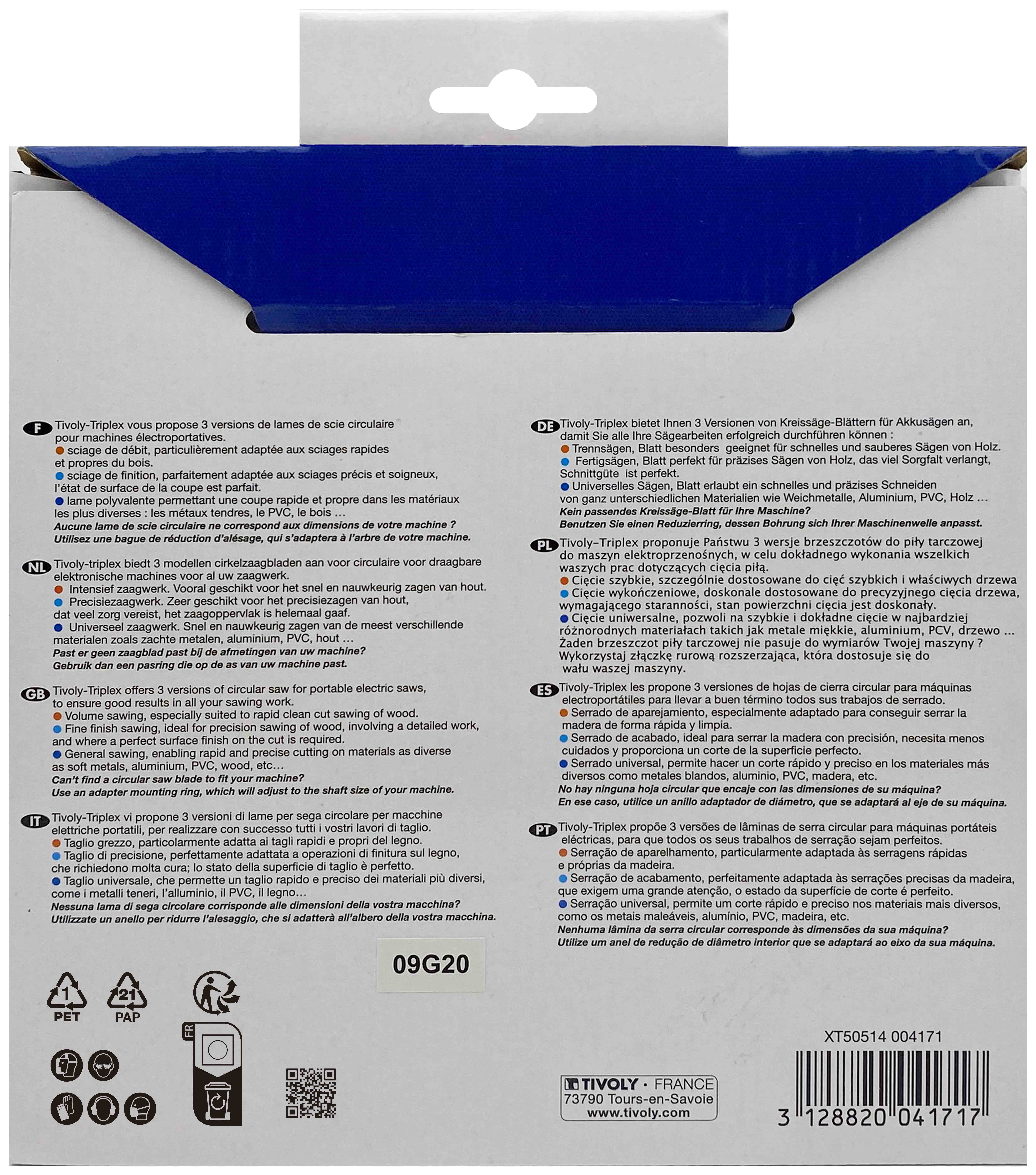 Lame de scie circulaire -Débit - Pour Bois et plâtre -Pour scie portative Ø: 180 x Ø2: 30 x Z: 24 TIVOLY - XT50514004171