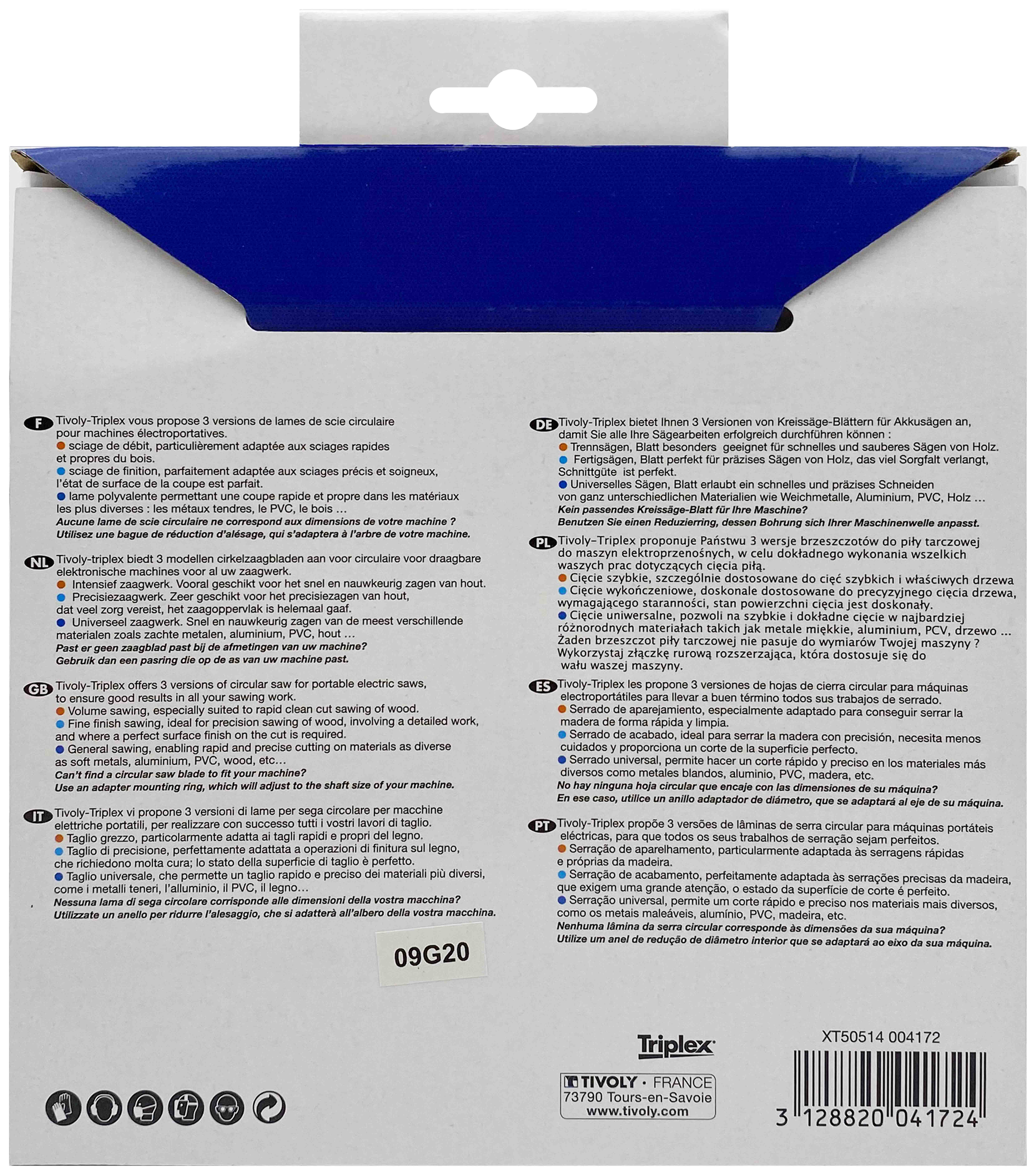Lame de scie circulaire -Débit - Pour Bois et plâtre -Pour scie portative Ø: 180 x Ø2: 20 x Z: 24 TIVOLY - XT50514004172