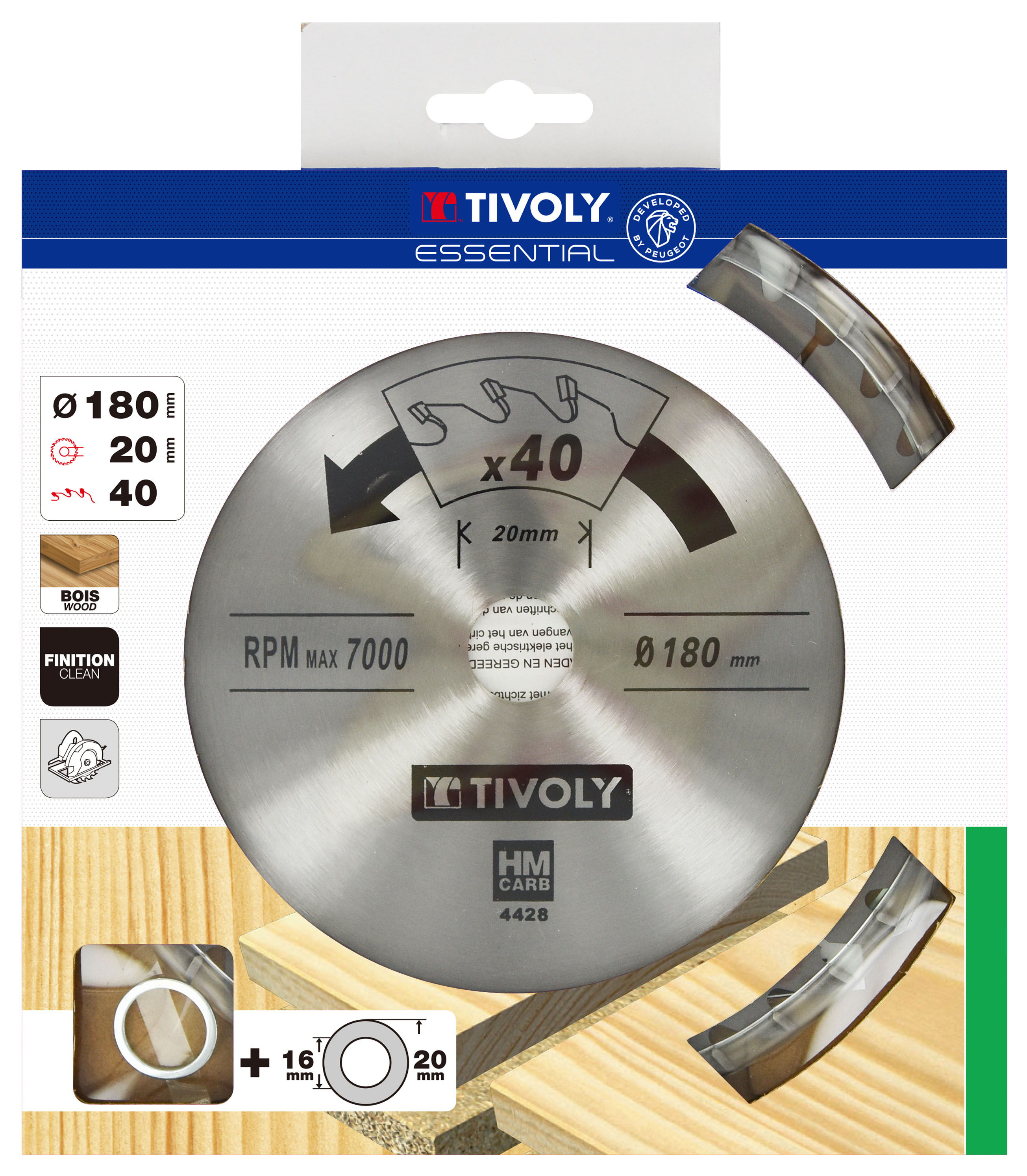 Lame de scie circulaire -Finition - Pour Bois dur, stratifié, parquet -Pour scie portative Ø: 180 x Ø2: 20 x Z: 40 TIVOLY - XT50514004428