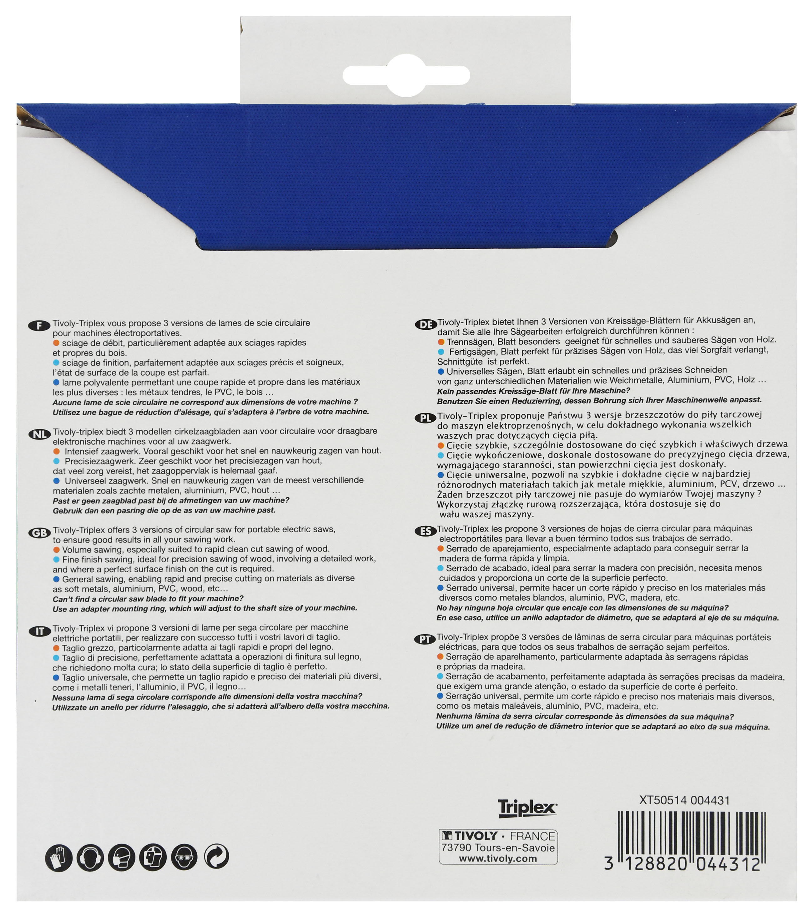 Lame de scie circulaire -Débit - Pour Bois et plâtre -Pour scie portative Ø: 170 x Ø2: 20 x Z: 20 TIVOLY - XT50514004431