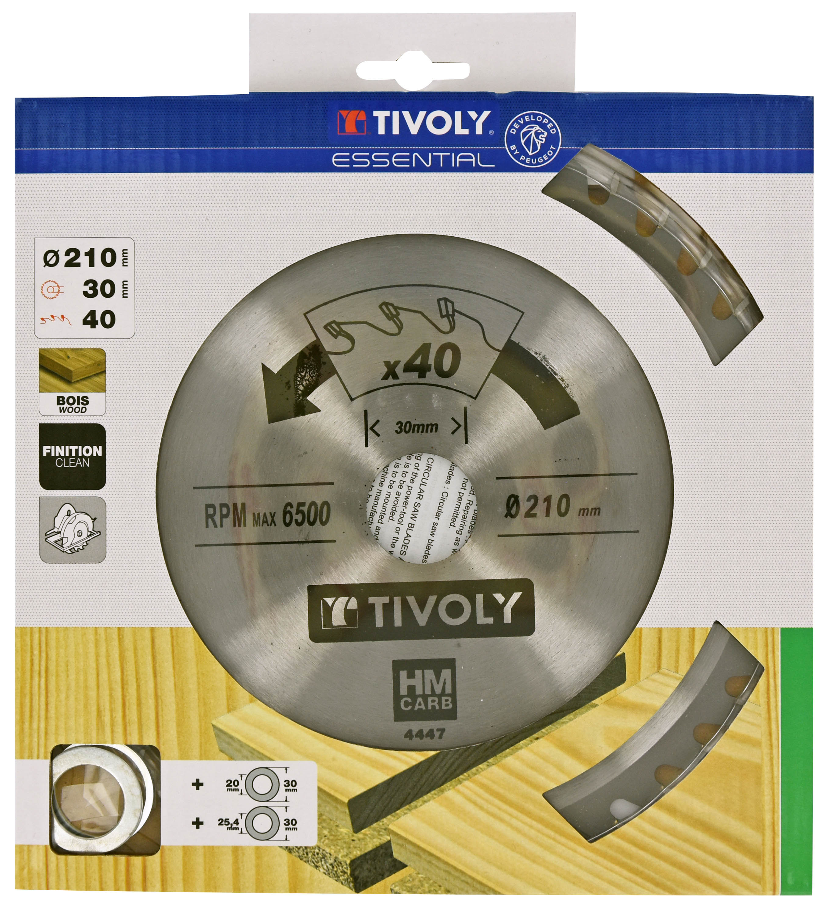 Lame de scie circulaire -Finition - Pour Bois dur, stratifié, parquet -Pour scie portative Ø: 210 x Ø2: 30 x Z: 40 TIVOLY - XT50514004447