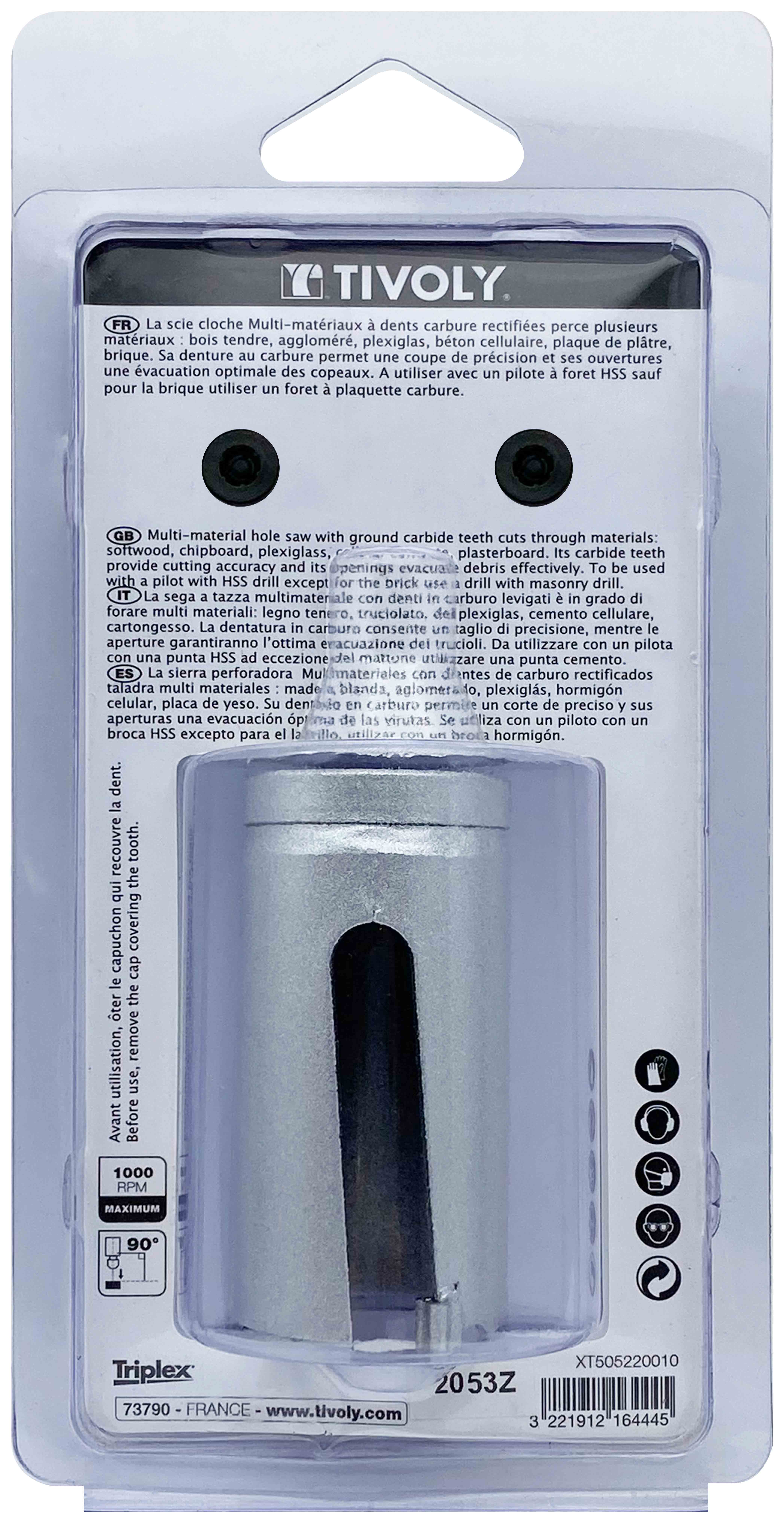 Scie cloche multi-matériaux à dents carbure HM (Blister Box) / H: 55 Ø: 35 TIVOLY - XT505220010