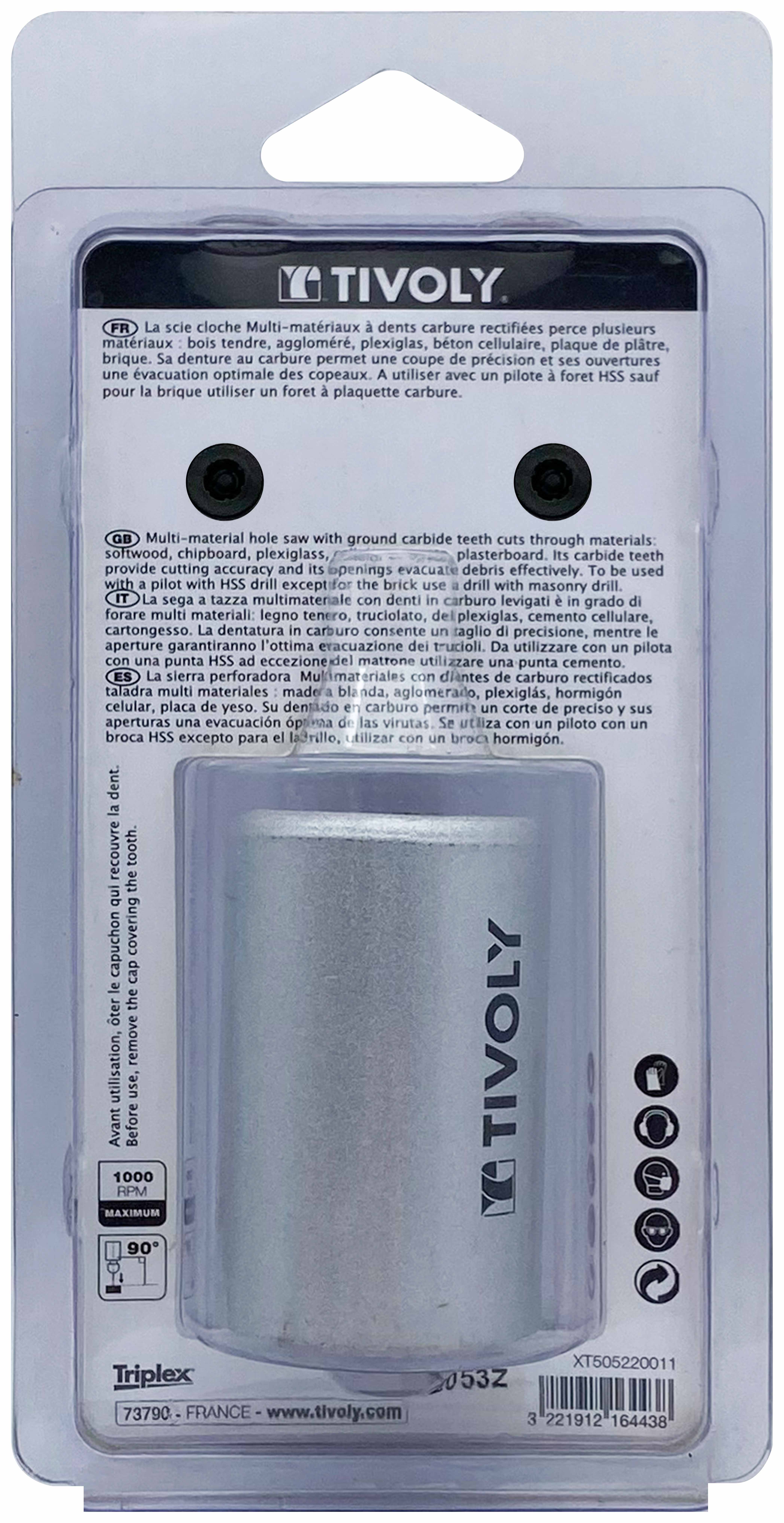 Scie cloche multi-matériaux à dents carbure HM (Blister Box) / H: 55 Ø: 40 TIVOLY - XT505220011