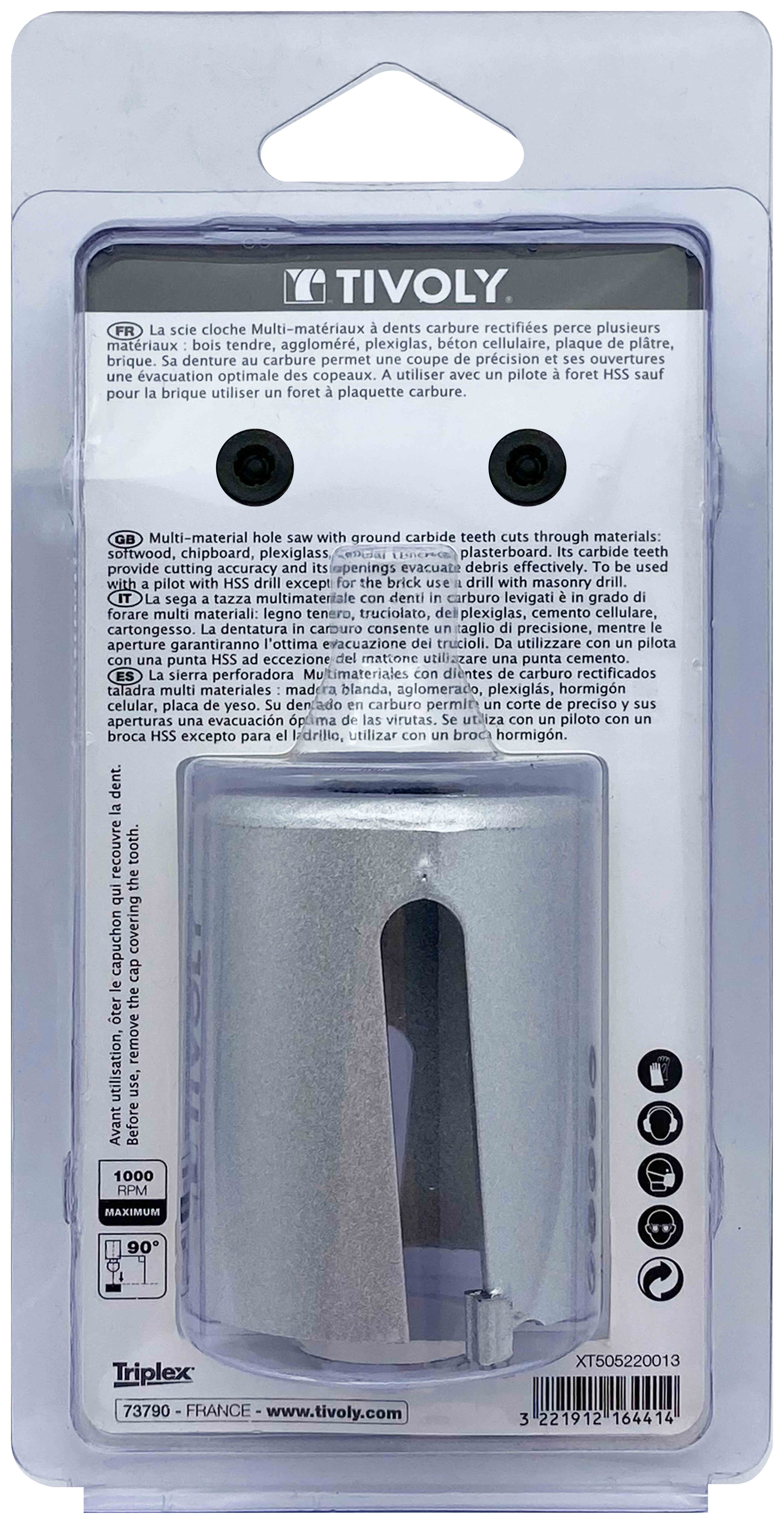 Scie cloche multi-matériaux à dents carbure HM (Blister Box) / H: 55 Ø: 50 TIVOLY - XT505220013