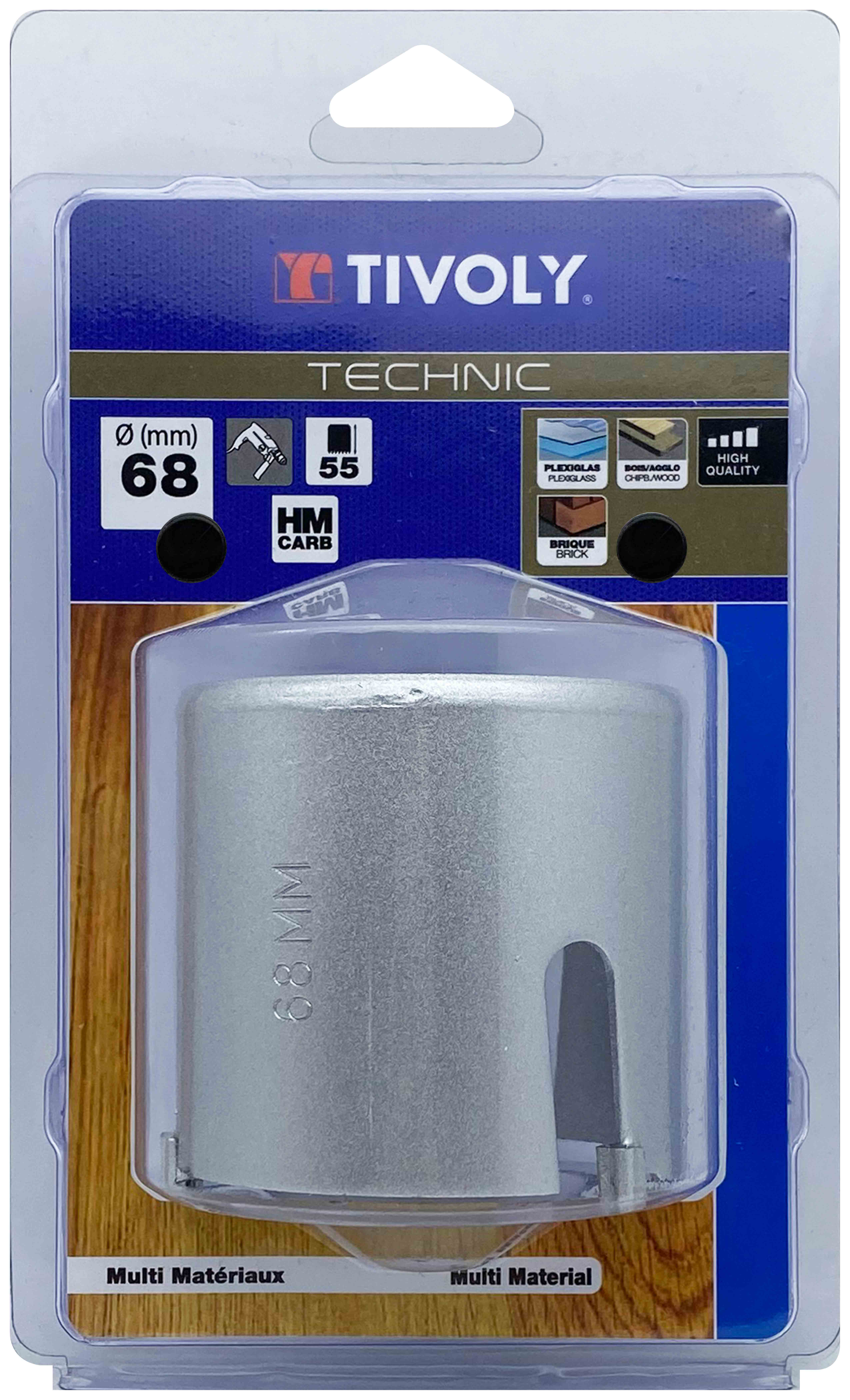 Scie cloche multi-matériaux à dents carbure HM (Blister Box) / H: 55 Ø: 68 TIVOLY - XT505220015