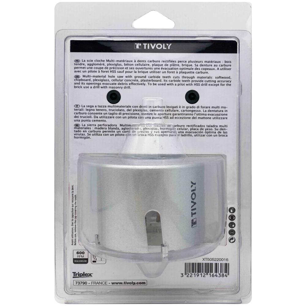 Scie cloche multi-matériaux à dents carbure HM (Blister Box) / H: 55 Ø: 80 TIVOLY - XT505220016