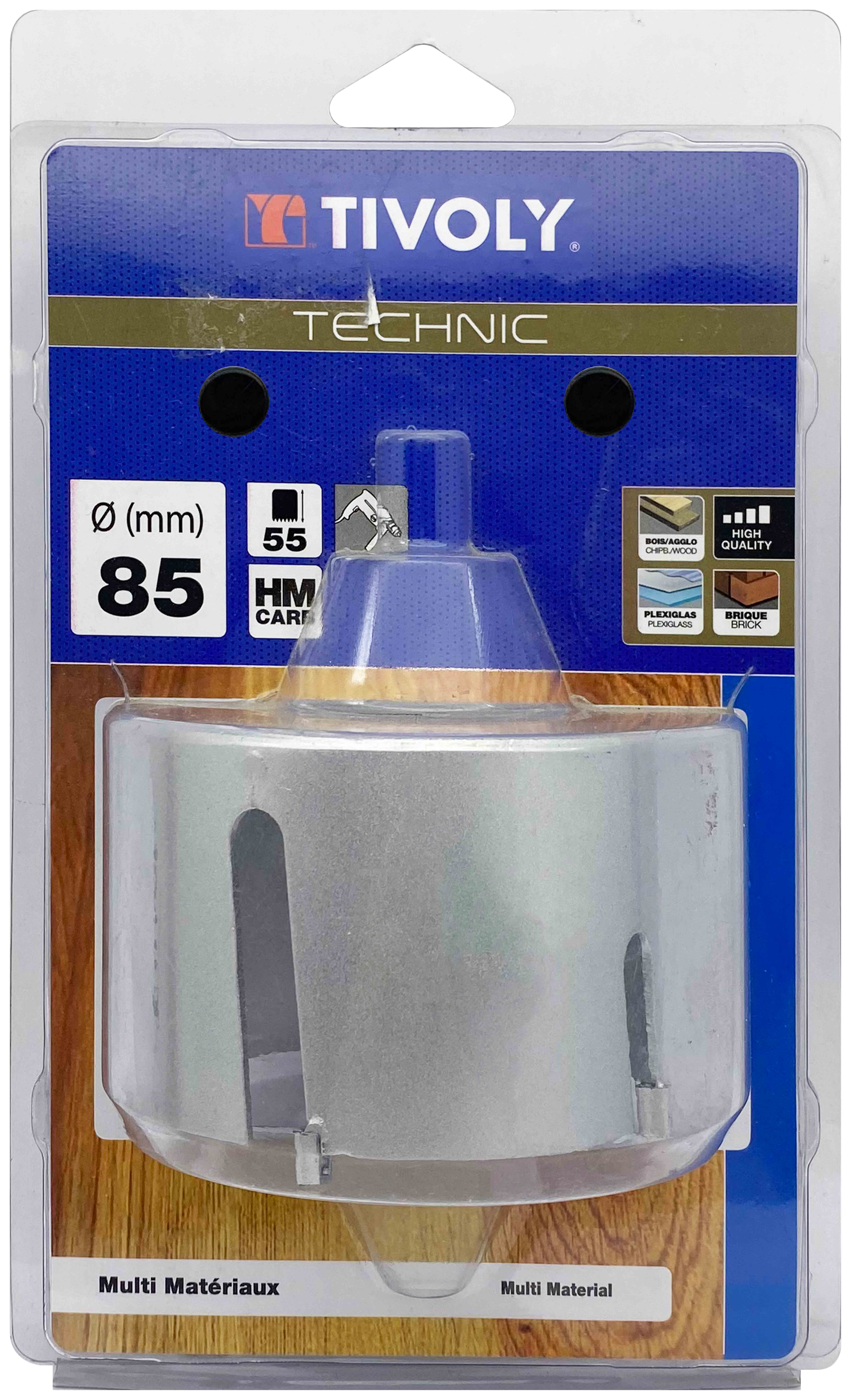 Scie cloche multi-matériaux à dents carbure HM (Blister Box) / H: 55 Ø: 85 TIVOLY - XT505220017