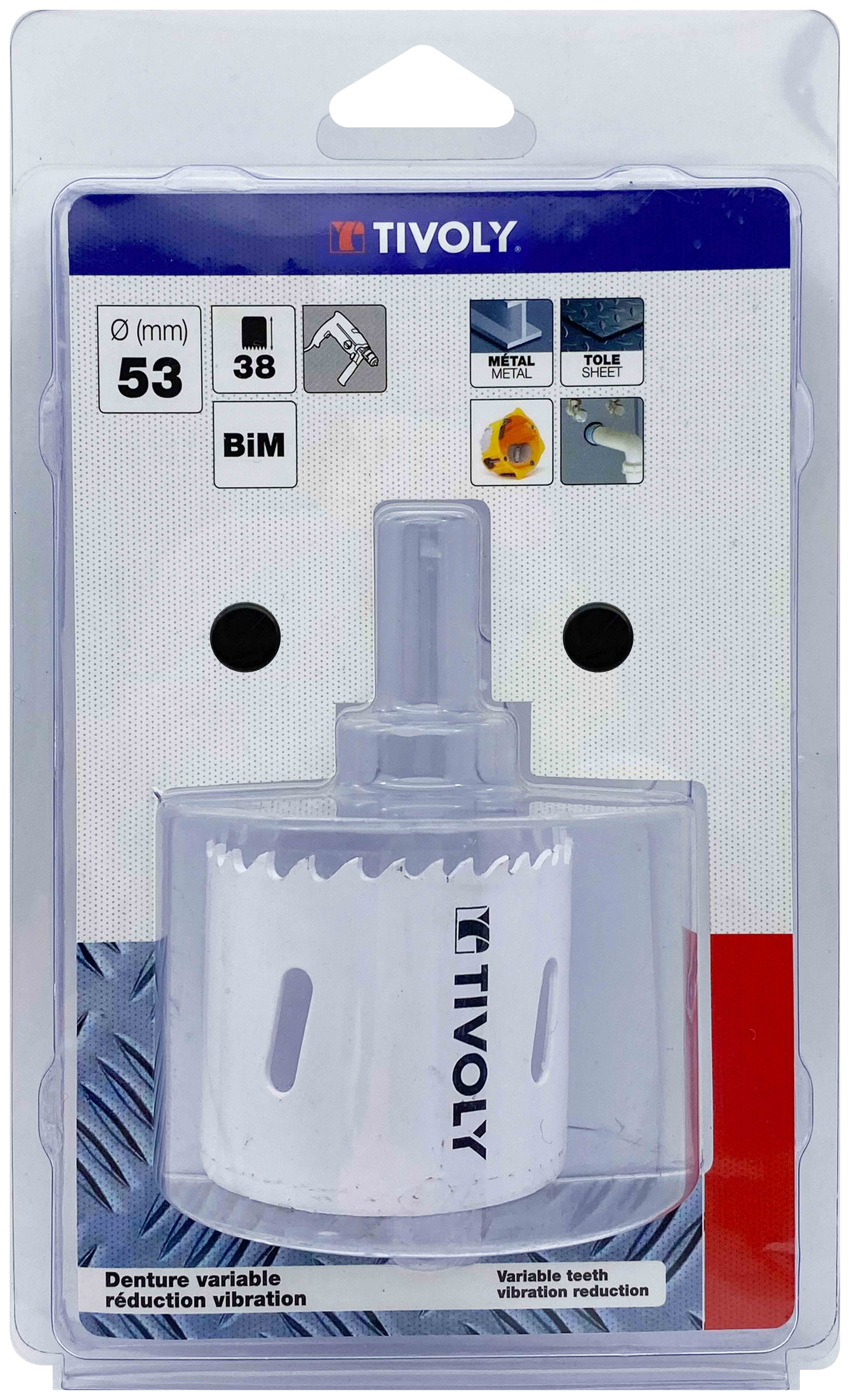 Scie cloche bi-métal HSS (Blister Box) / H: 38 Ø: 53 TIVOLY - XT505220030