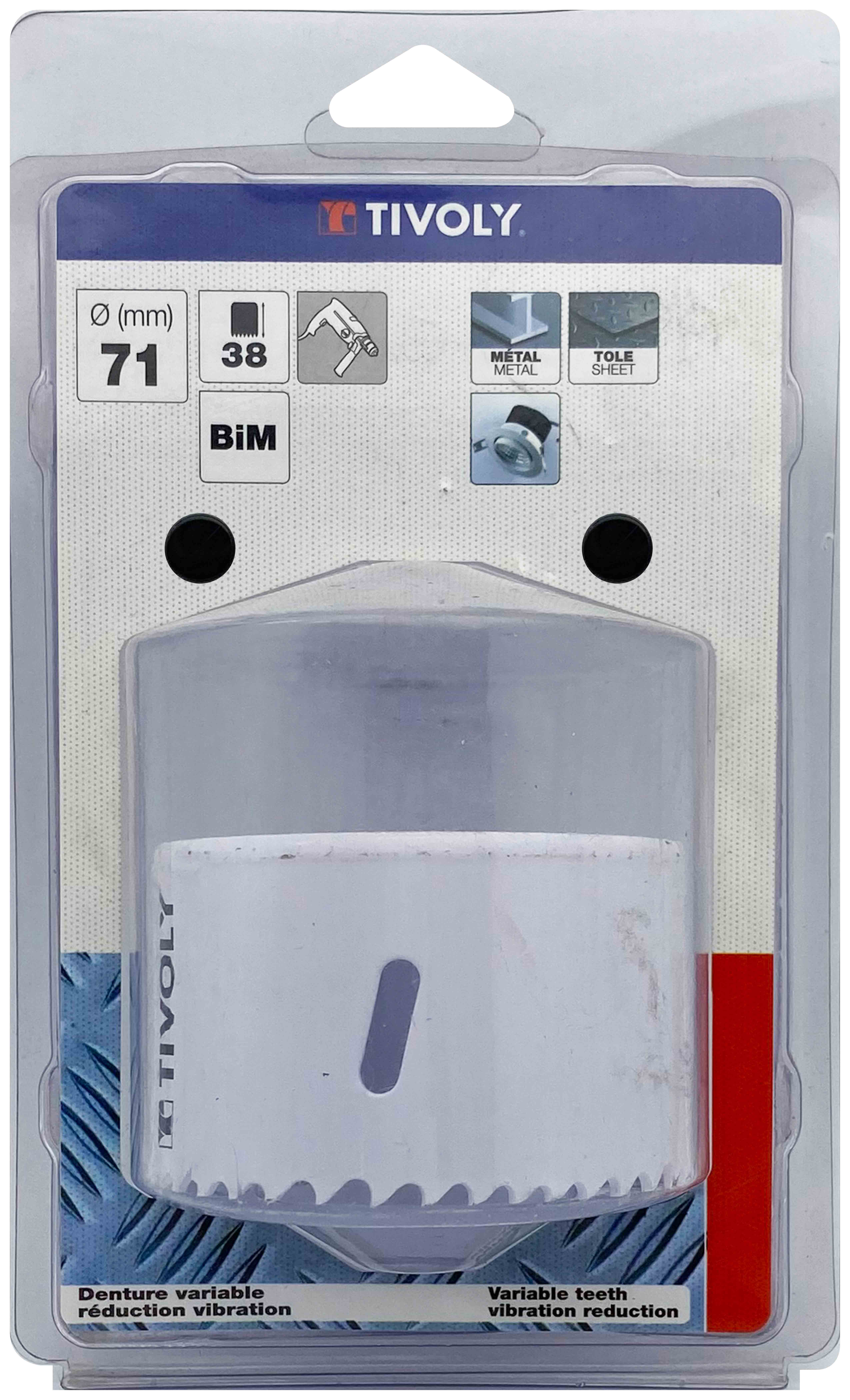 Scie cloche bi-métal HSS (Blister Box) / H: 38 Ø: 71 TIVOLY - XT505220031