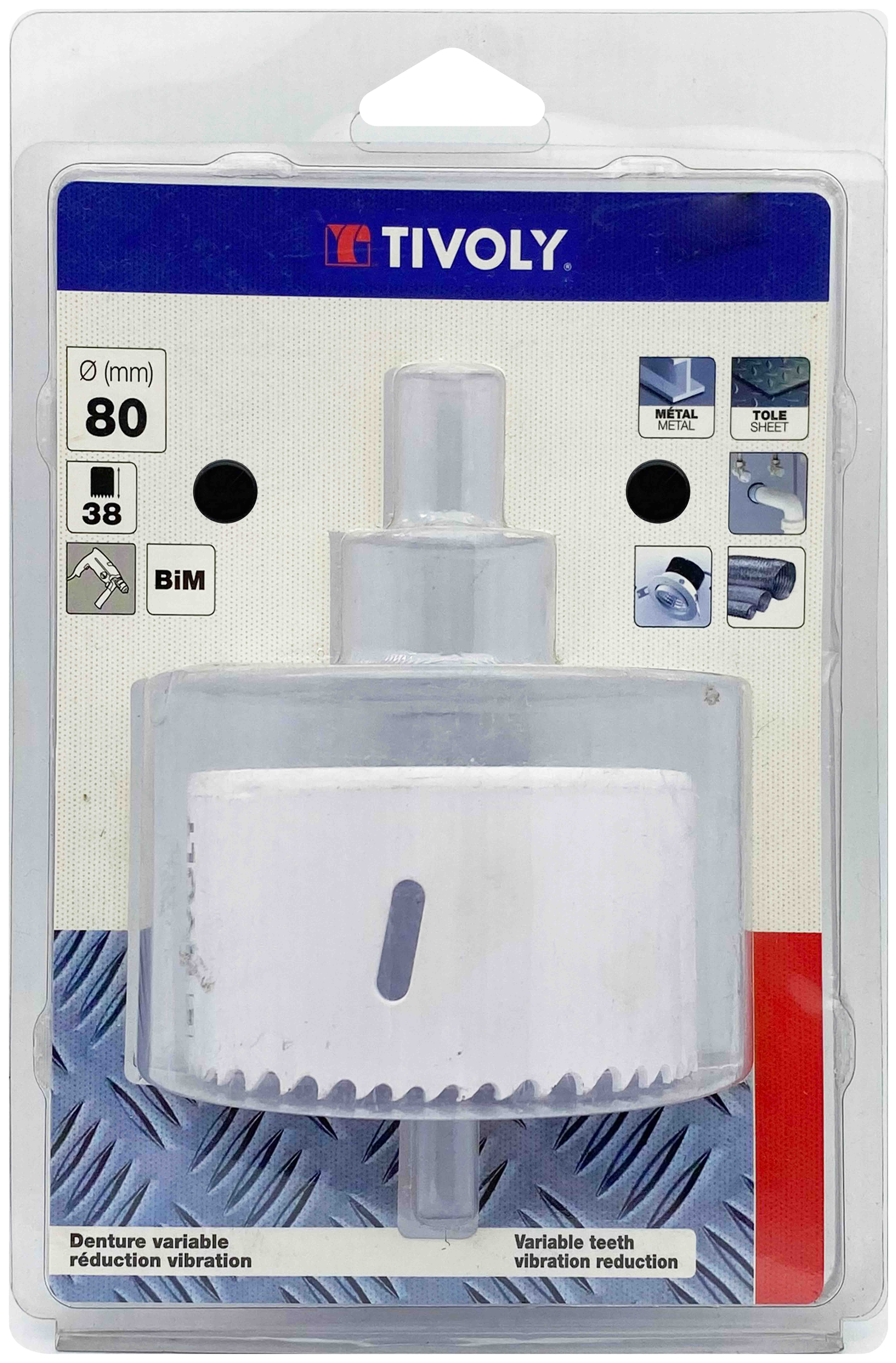 Scie cloche bi-métal HSS (Blister Box) / H: 38 Ø: 80 TIVOLY - XT505220032