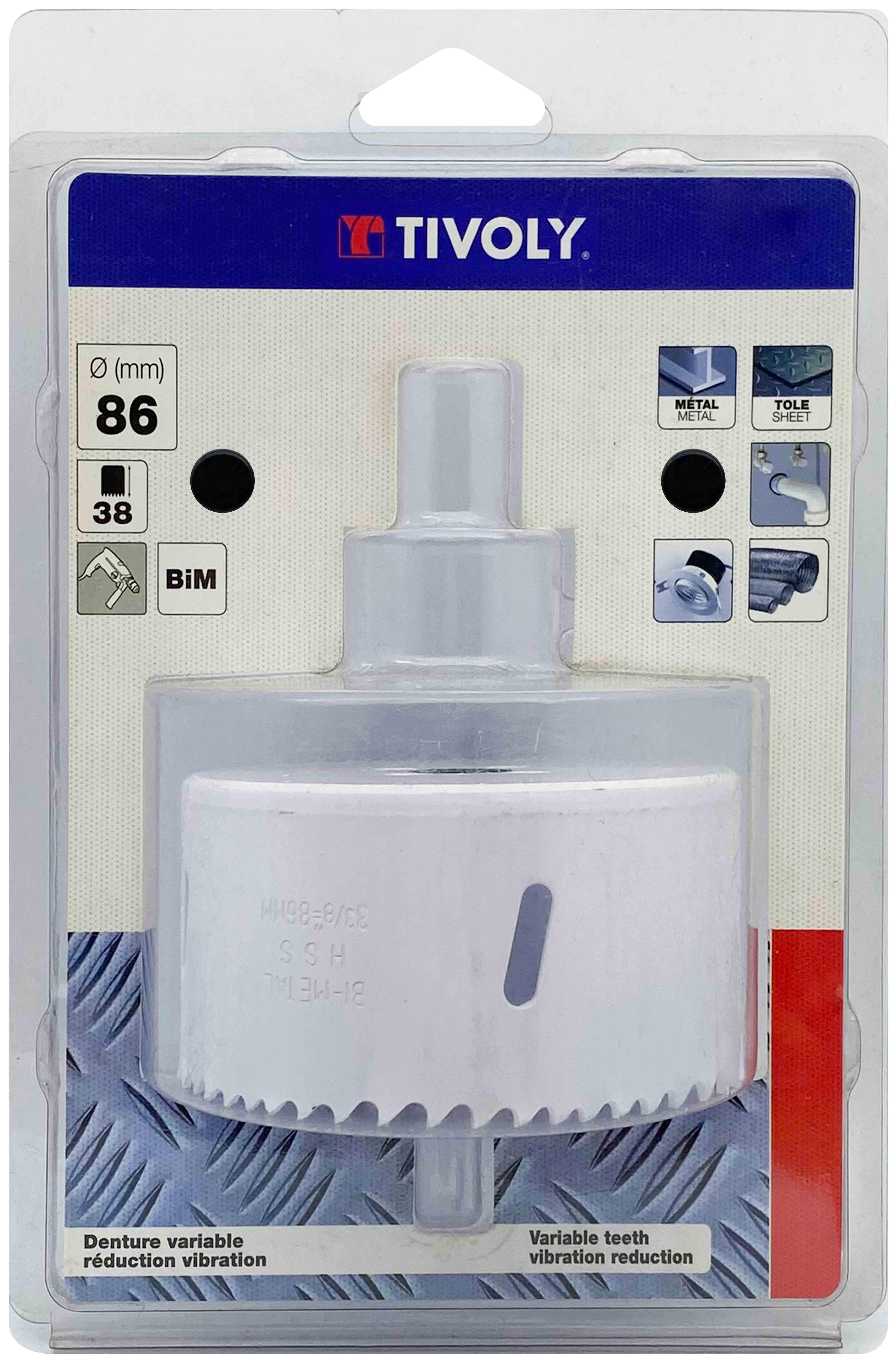 Scie cloche bi-métal HSS (Blister Box) / H: 38 Ø: 86 TIVOLY - XT505220033