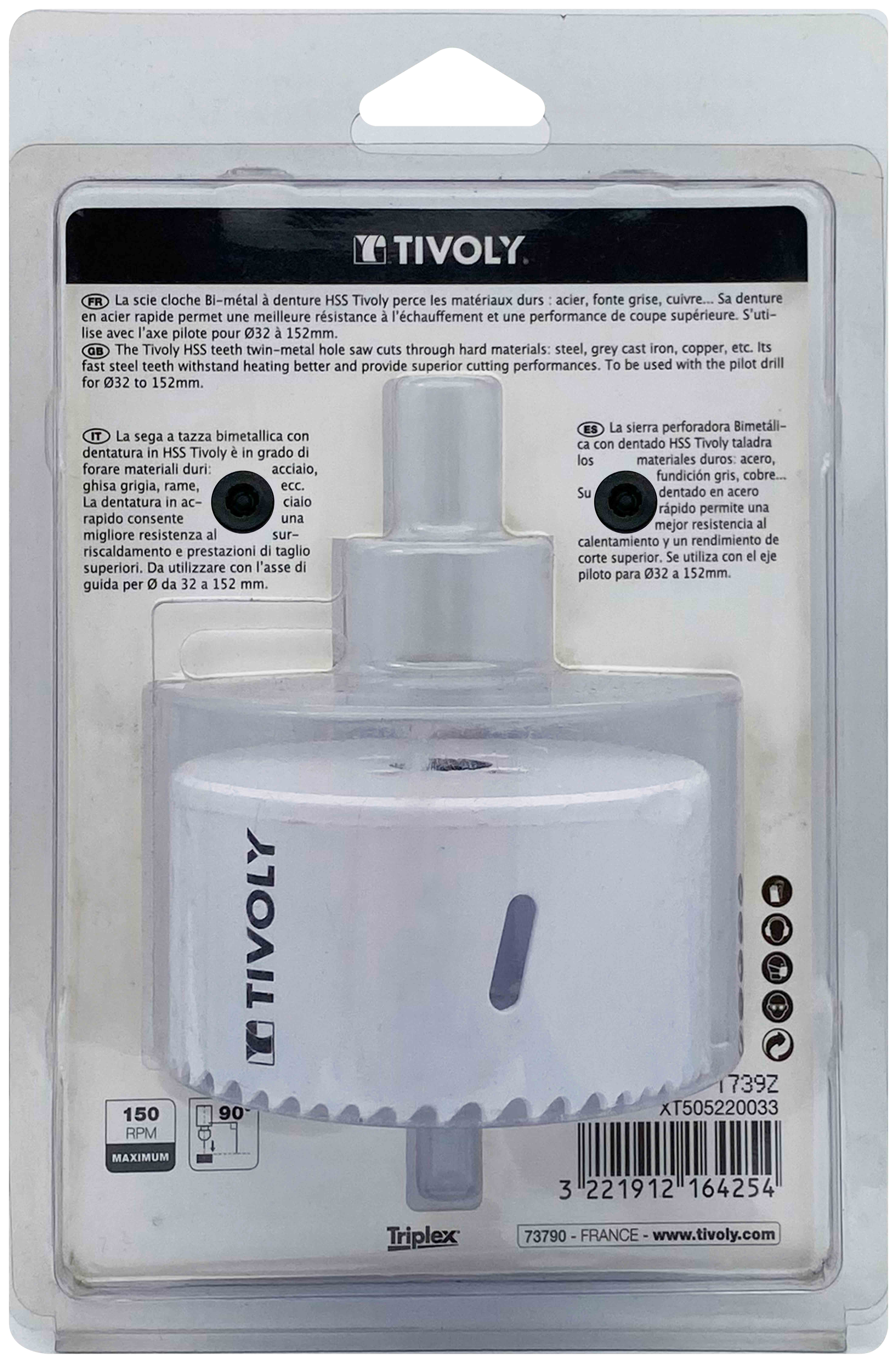 Scie cloche bi-métal HSS (Blister Box) / H: 38 Ø: 86 TIVOLY - XT505220033