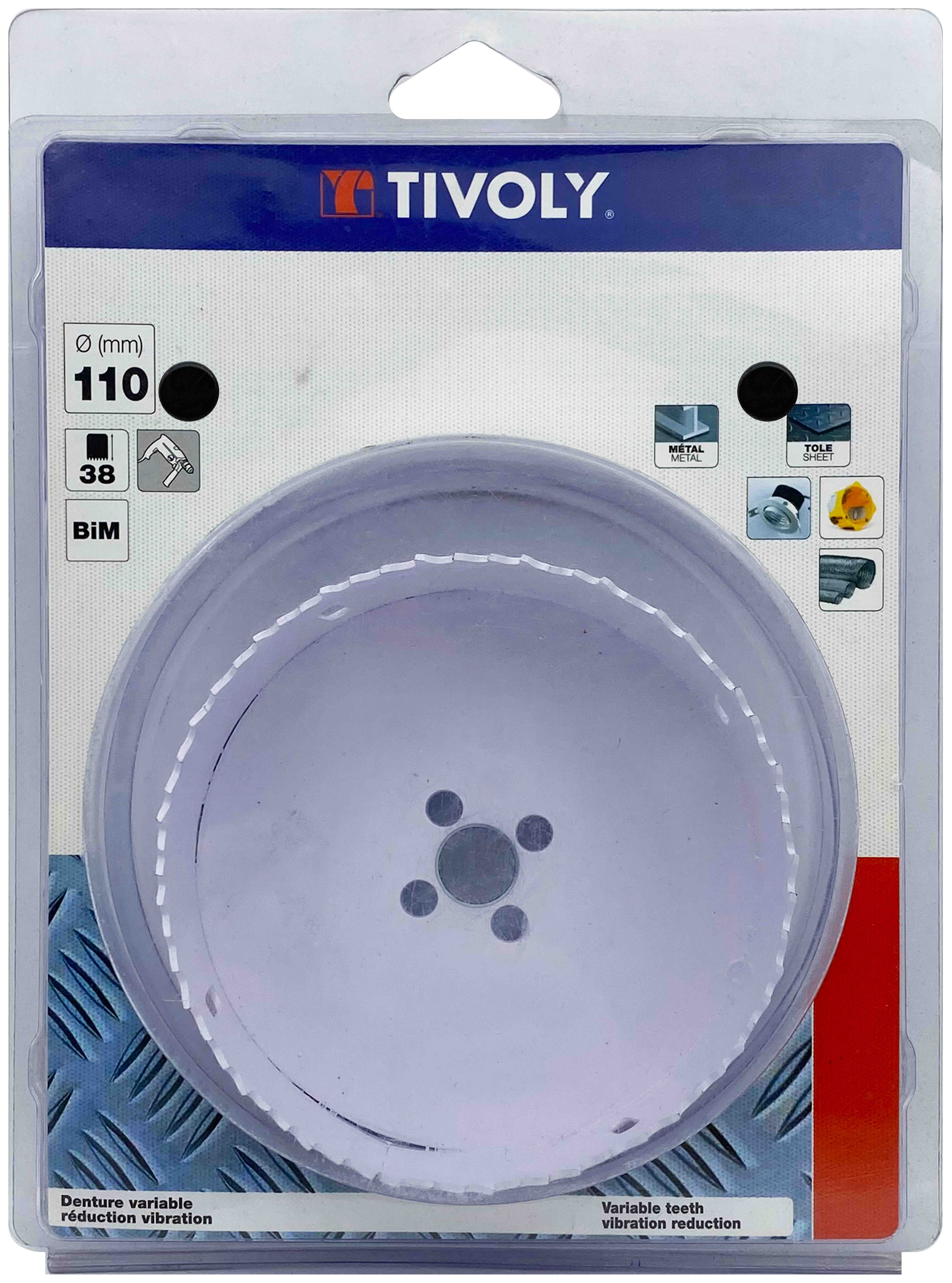 Scie cloche bi-métal HSS (Blister Box) / H: 38 Ø: 110 TIVOLY - XT505220034