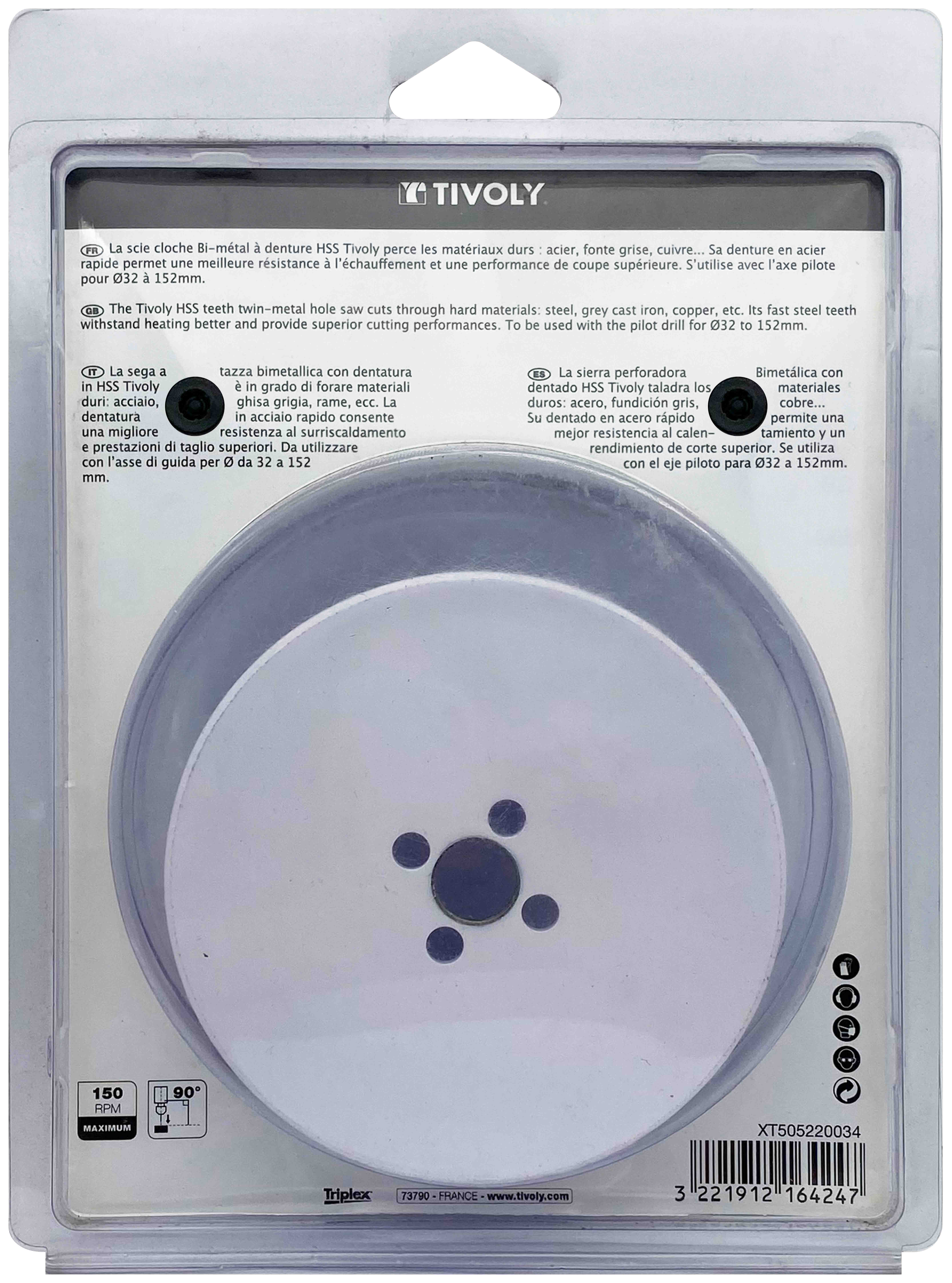 Scie cloche bi-métal HSS (Blister Box) / H: 38 Ø: 110 TIVOLY - XT505220034