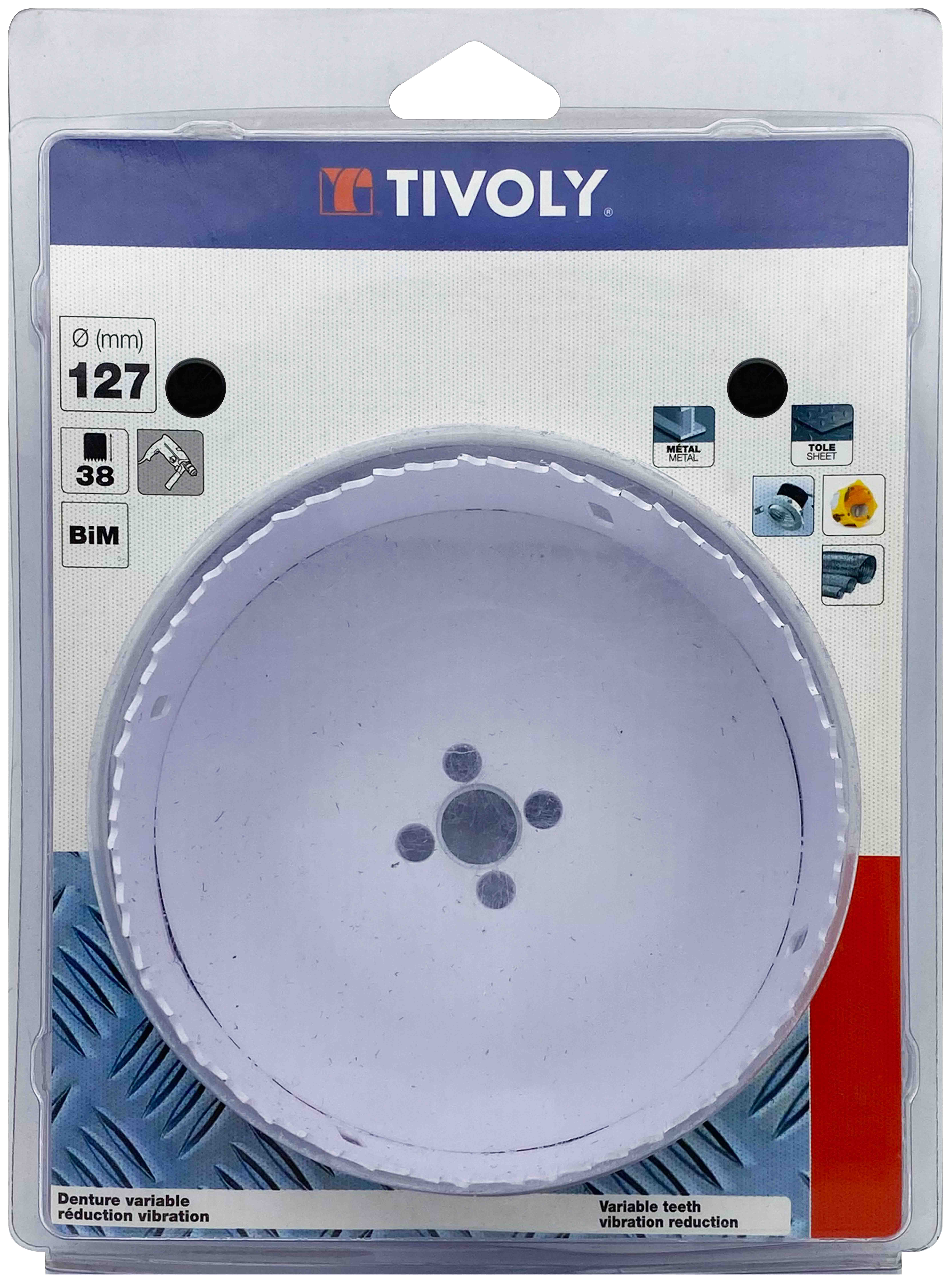 Scie cloche bi-métal HSS (Blister Box) / H: 38 Ø: 127 TIVOLY - XT505220035