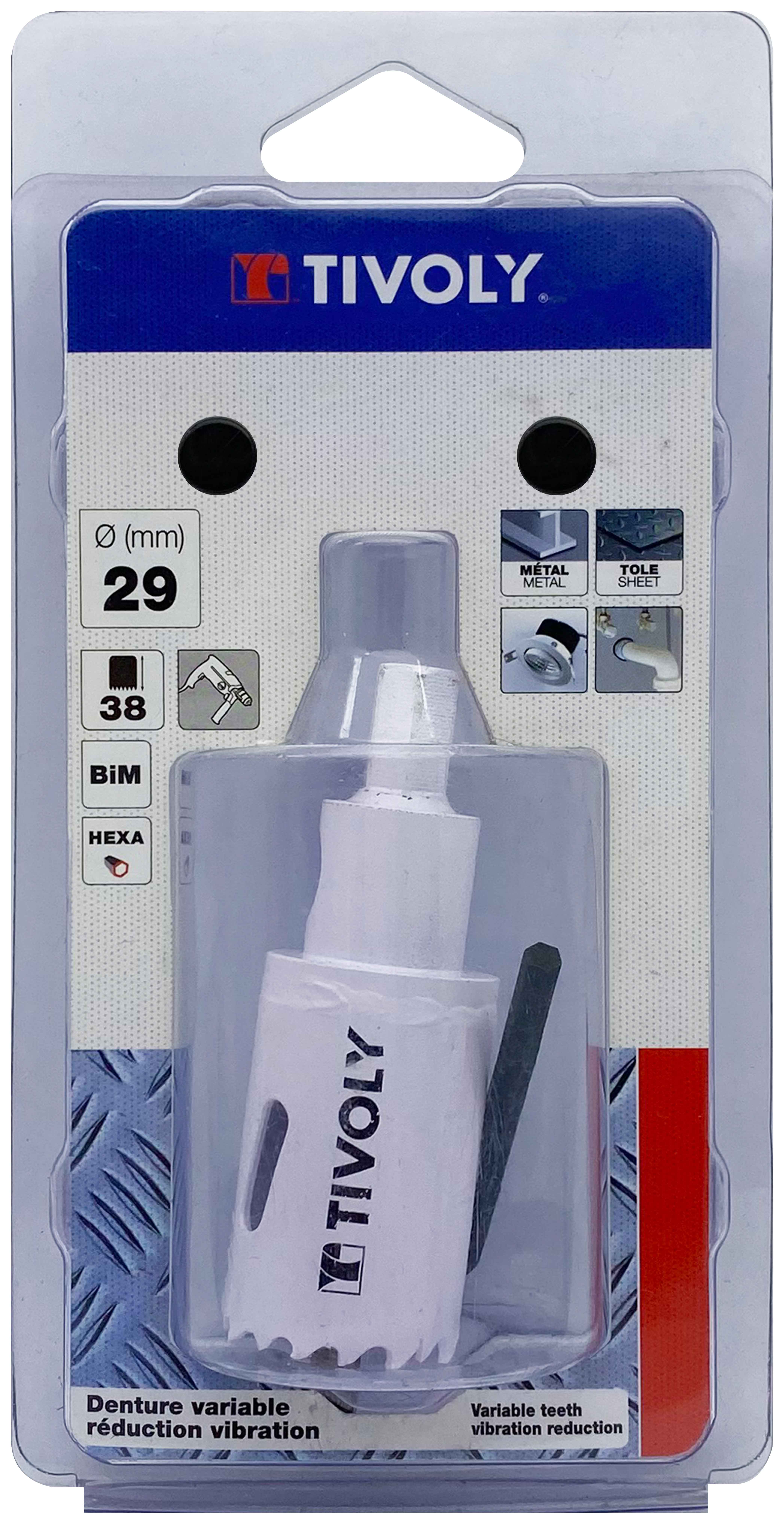 Scie cloche bi-métal HSS monobloc (Blister Box) / H: 38 Ø: 29 TIVOLY - XT505220041