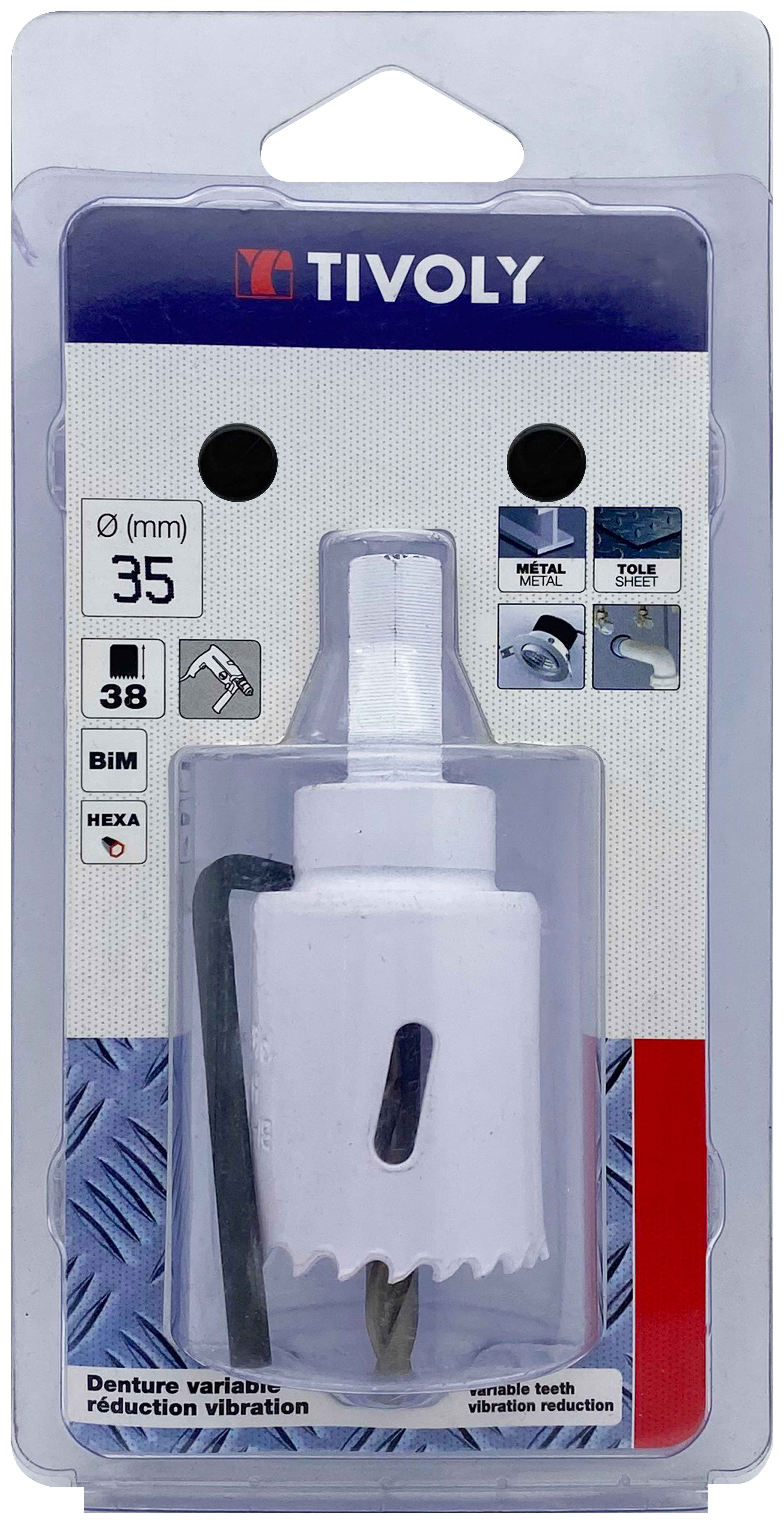 Scie cloche bi-métal HSS monobloc (Blister Box) / H: 38 Ø: 35 TIVOLY - XT505220042