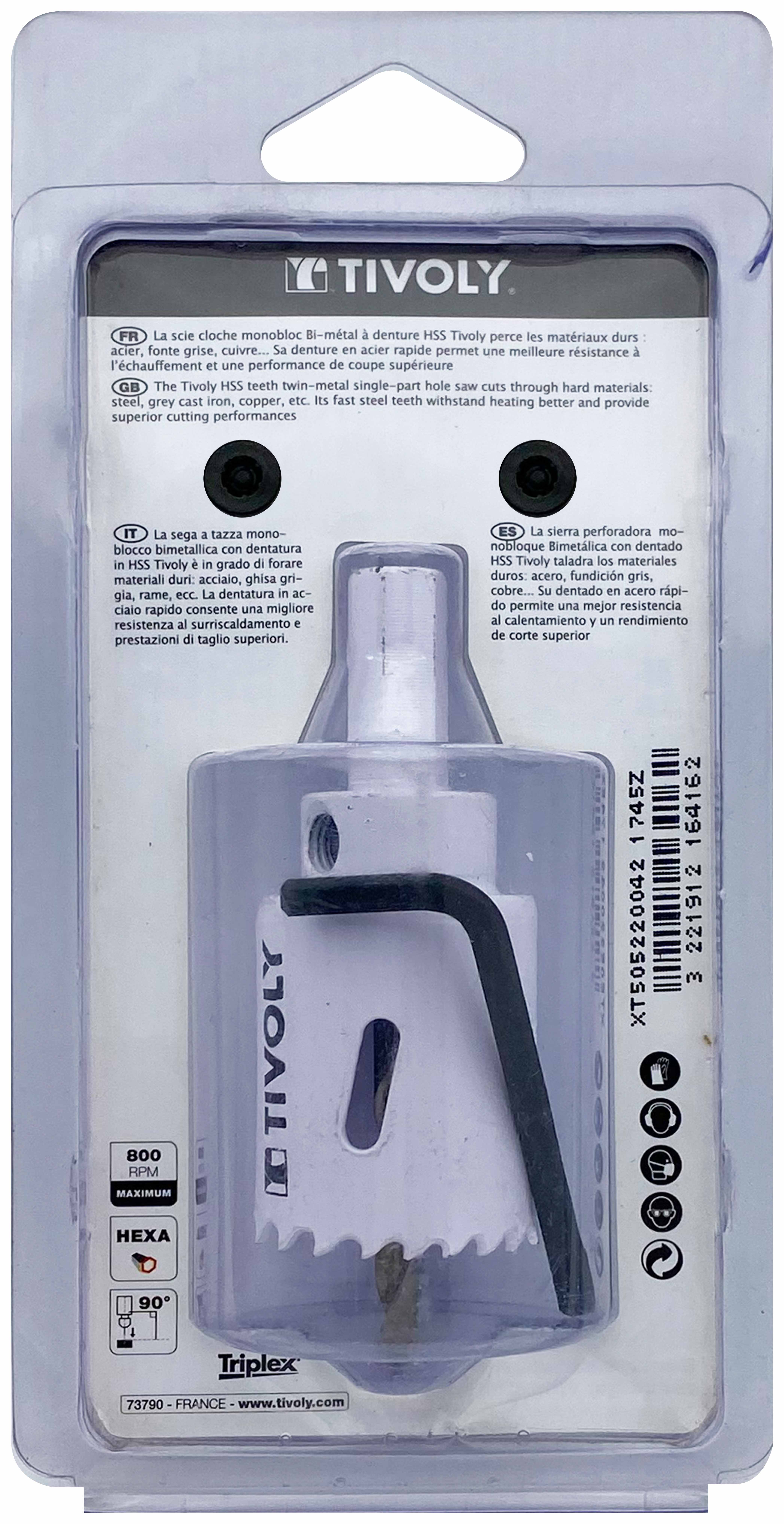 Scie cloche bi-métal HSS monobloc (Blister Box) / H: 38 Ø: 35 TIVOLY - XT505220042