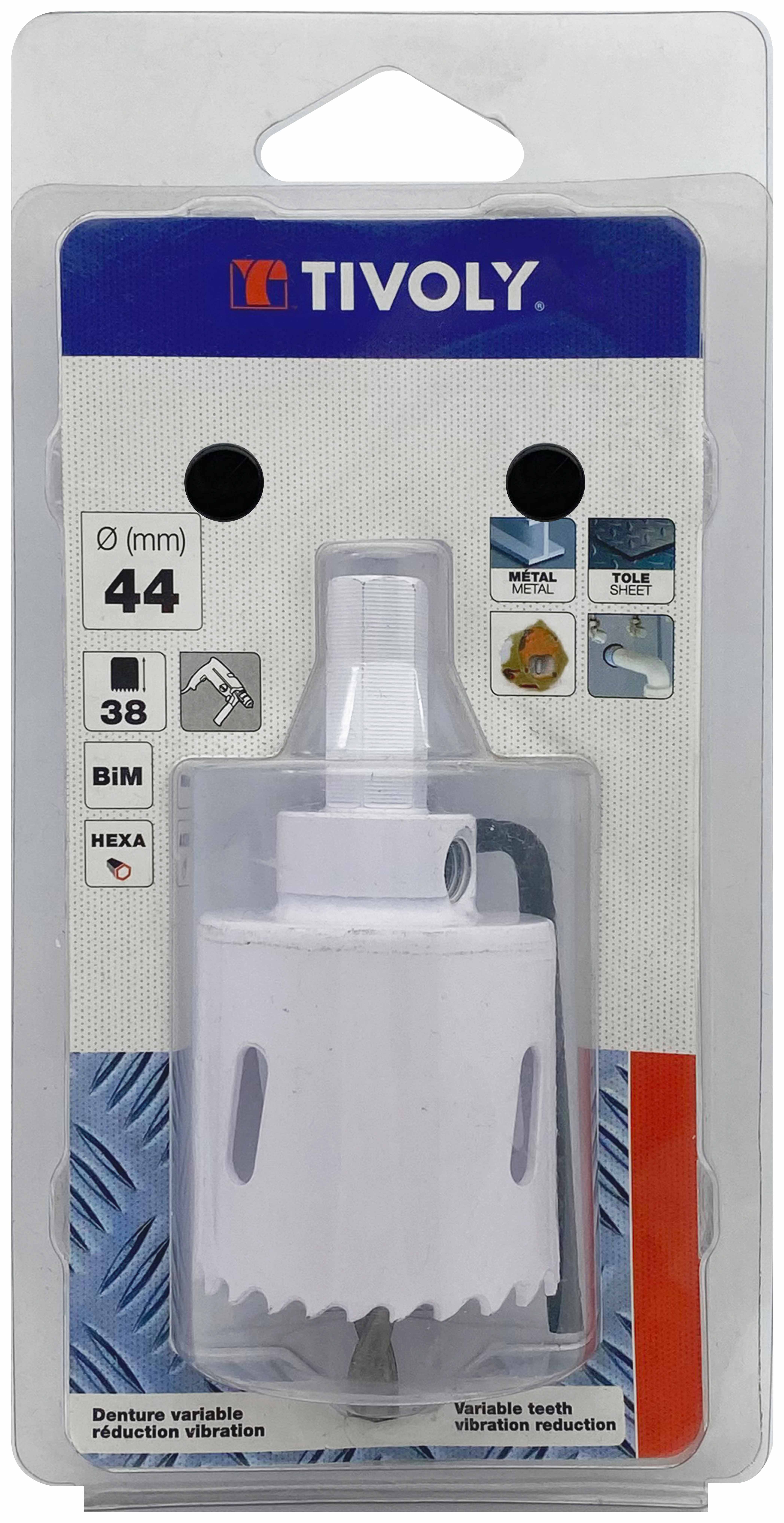 Scie cloche bi-métal HSS monobloc (Blister Box) / H: 38 Ø: 44 TIVOLY - XT505220043