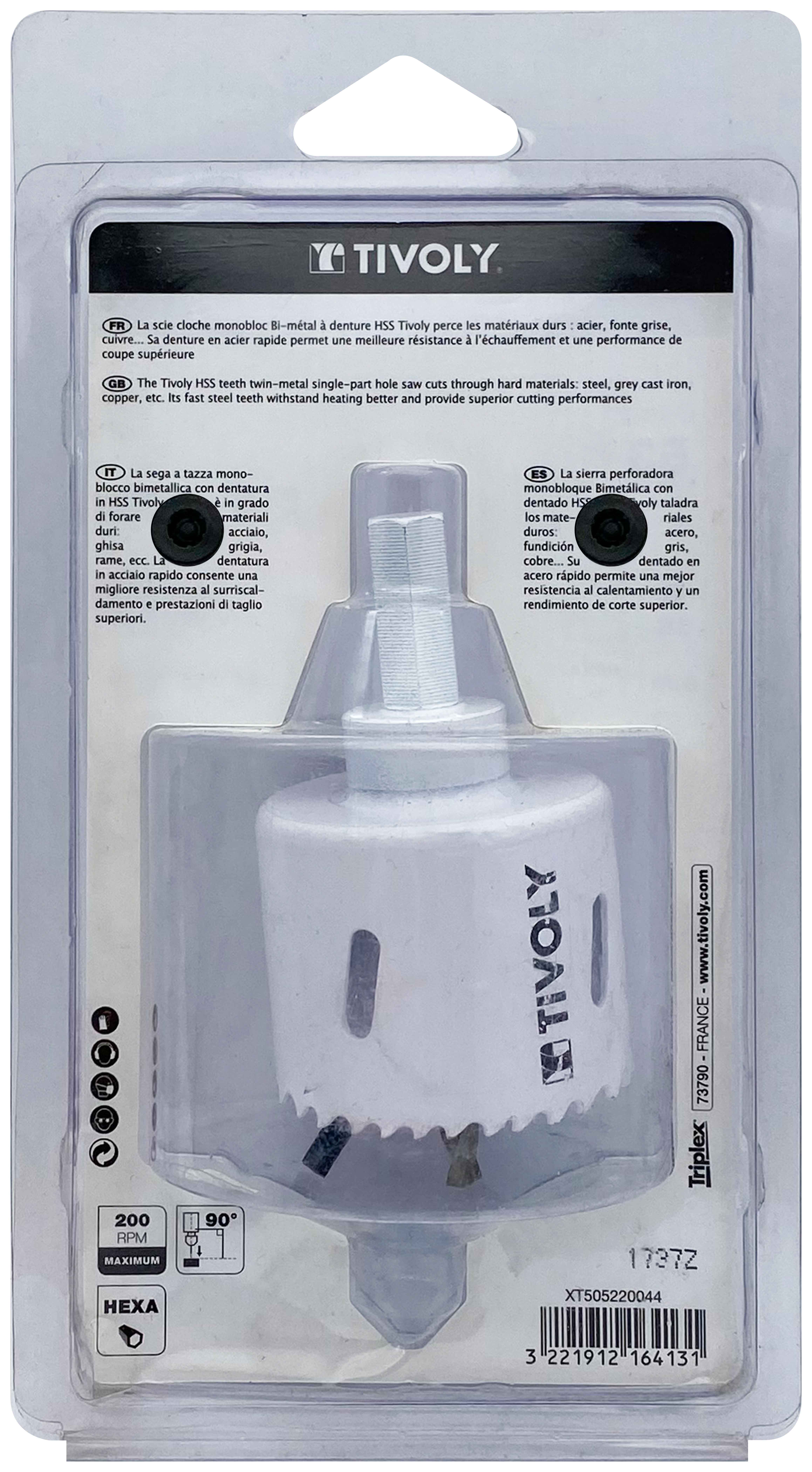 Scie cloche bi-métal HSS monobloc (Blister Box) / H: 38 Ø: 53 TIVOLY - XT505220044