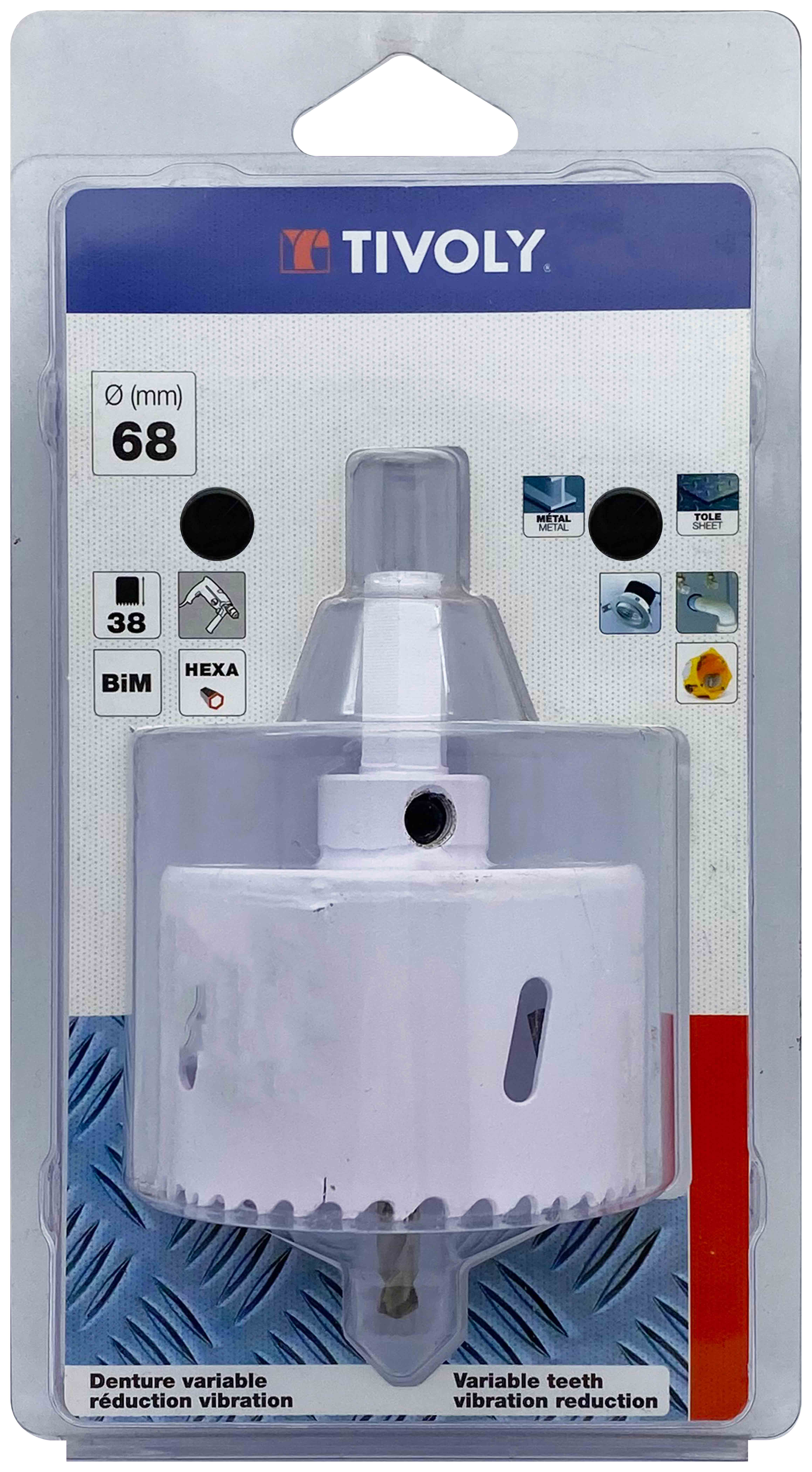 Scie cloche bi-métal HSS monobloc (Blister Box) / H: 38 Ø: 68 TIVOLY - XT505220045