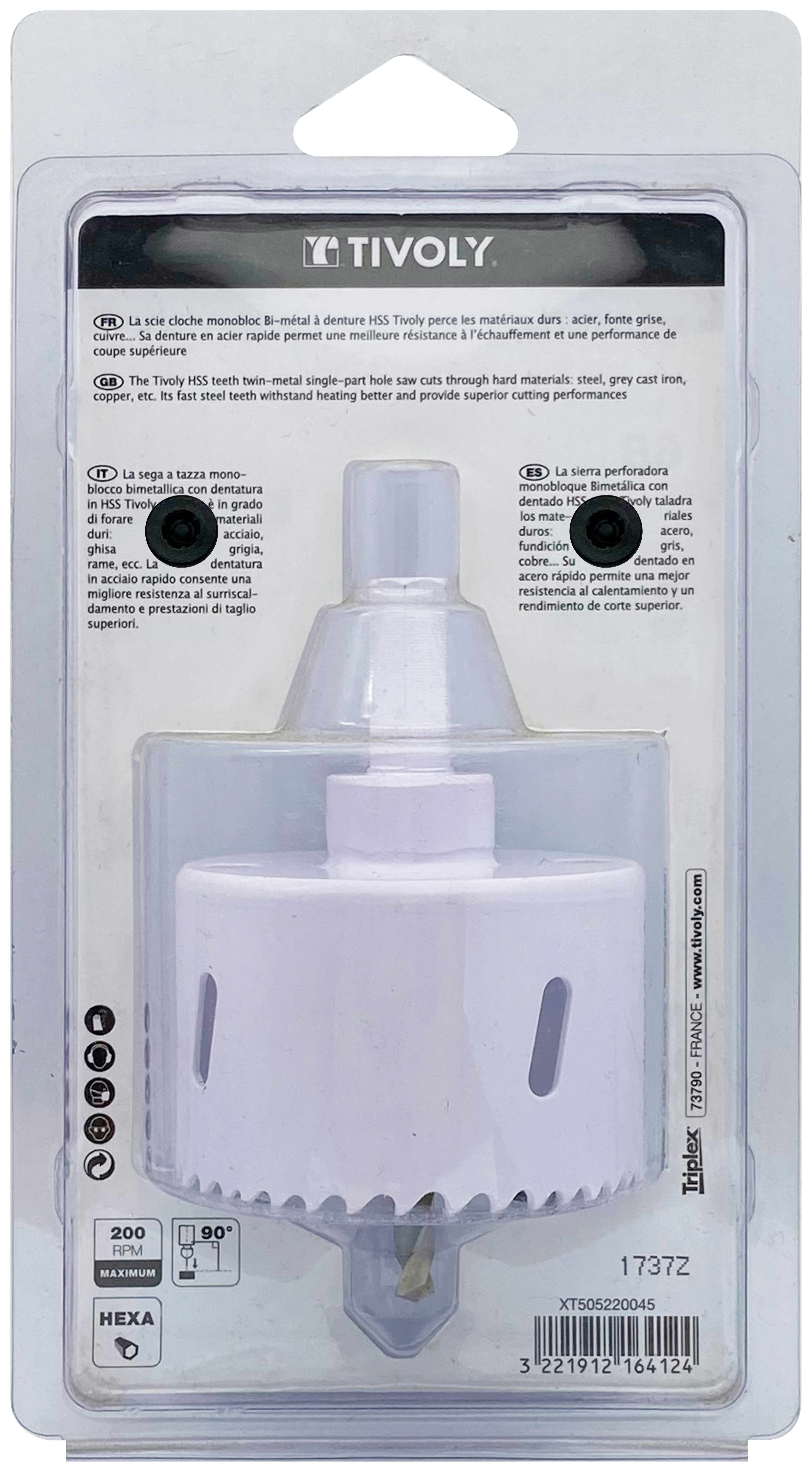 Scie cloche bi-métal HSS monobloc (Blister Box) / H: 38 Ø: 68 TIVOLY - XT505220045