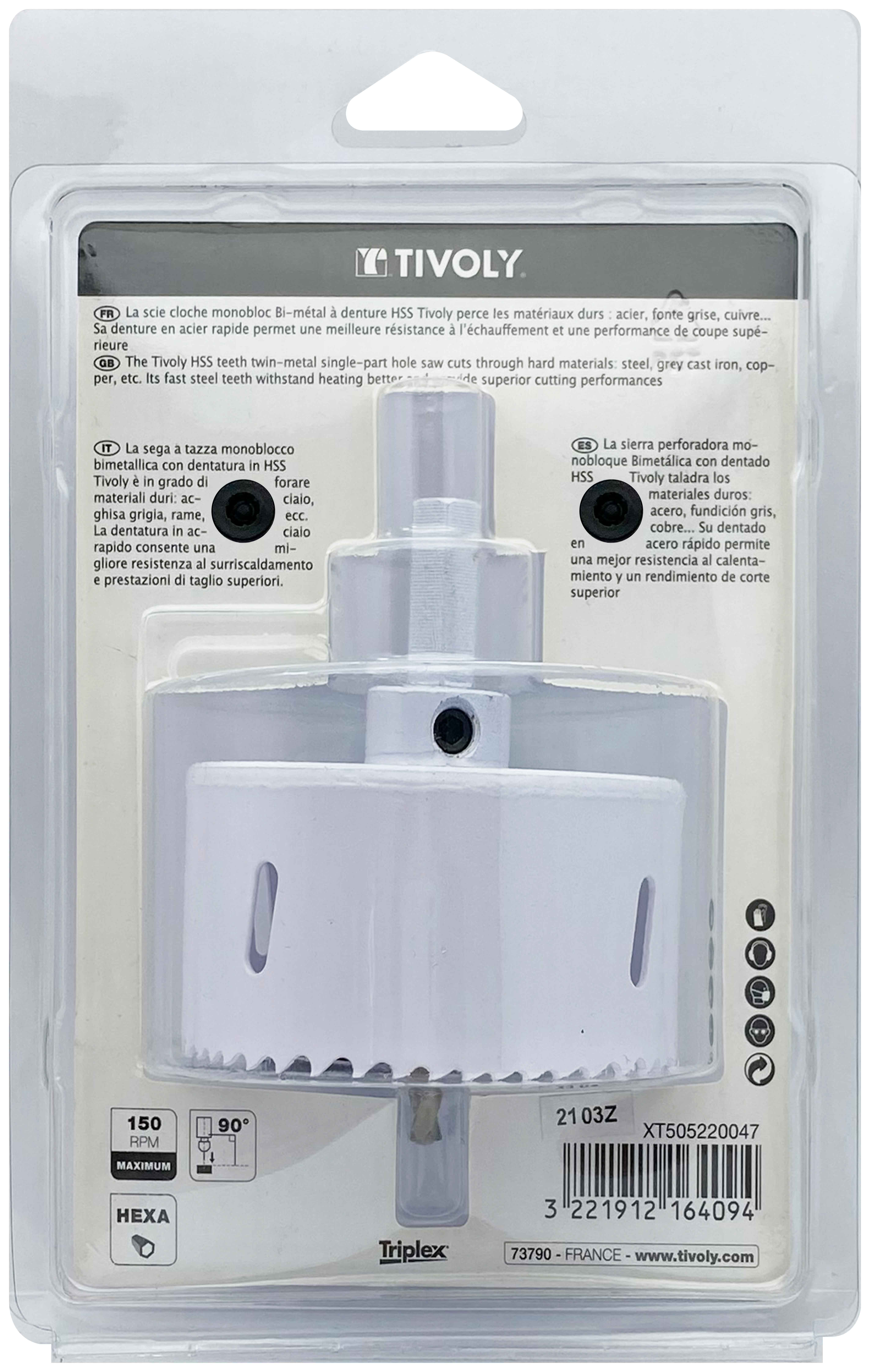 Scie cloche bi-métal HSS monobloc (Blister Box) / H: 38 Ø: 83 TIVOLY - XT505220047