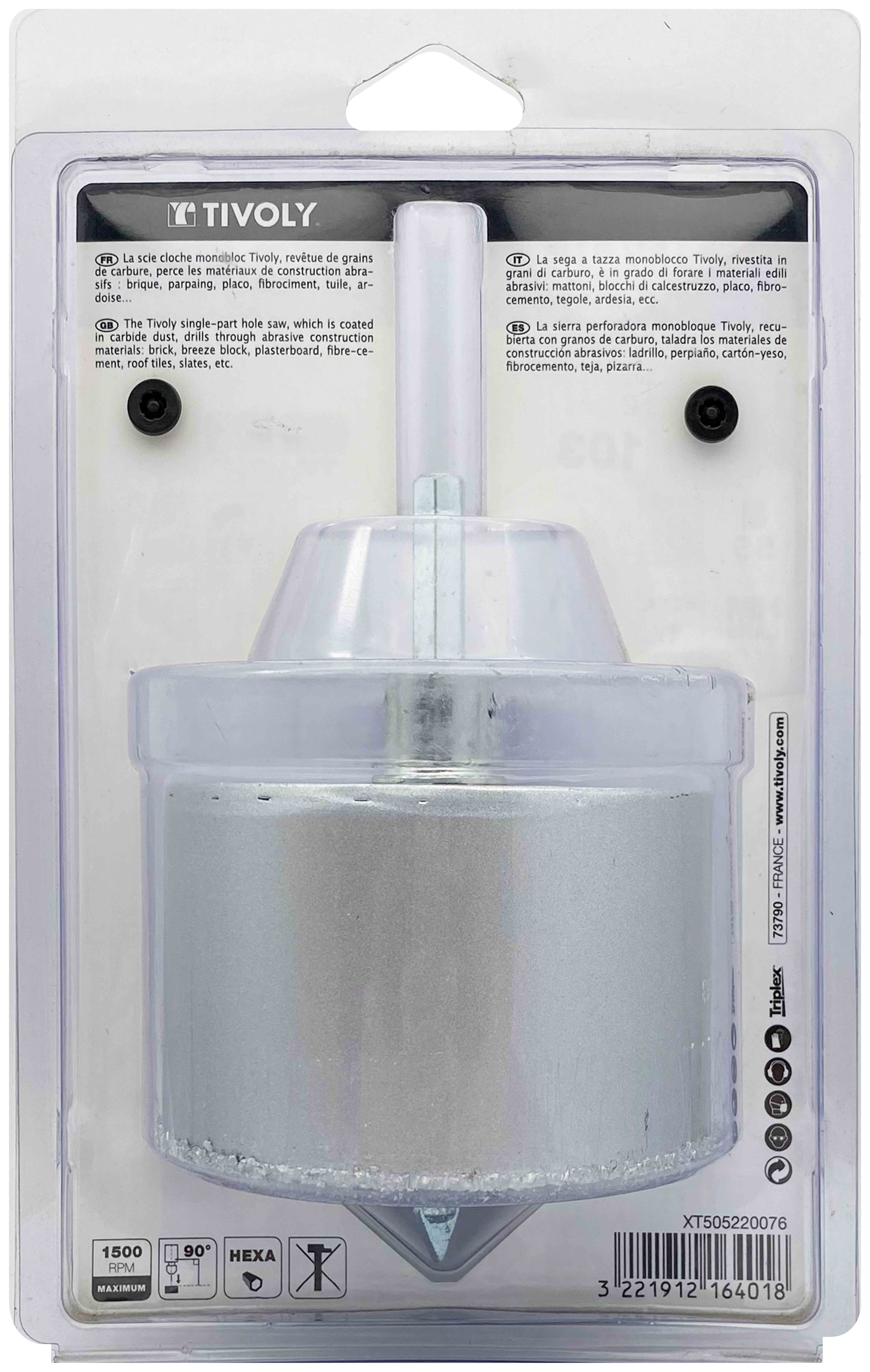 Scie cloche à concrétion carbure HM monobloc (Blister Box) / H: 55 Ø: 103 TIVOLY - XT505220076