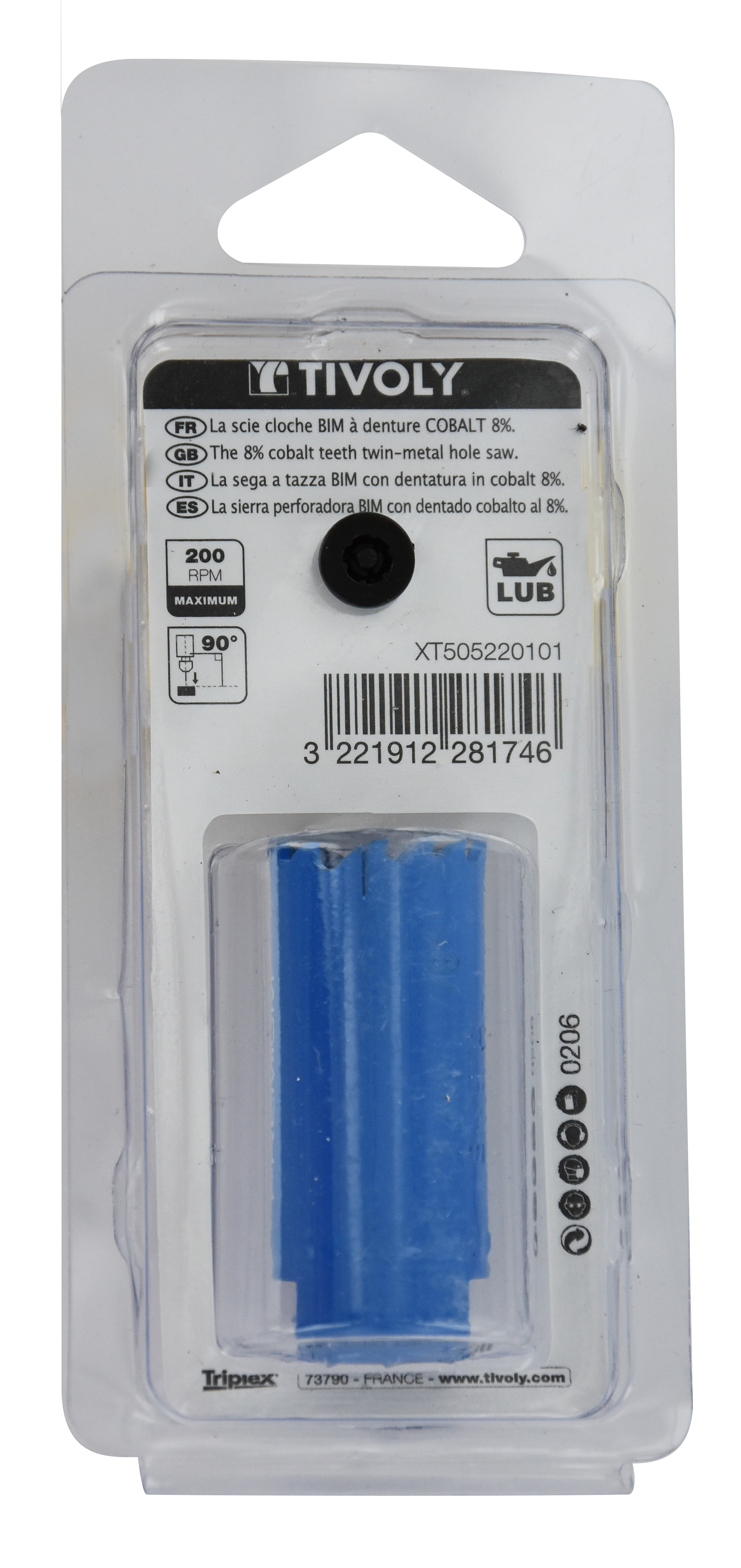 Scie cloche bi-métal cobalt 8 % (Blister Box) / H: 38 Ø: 22 TIVOLY - XT505220101