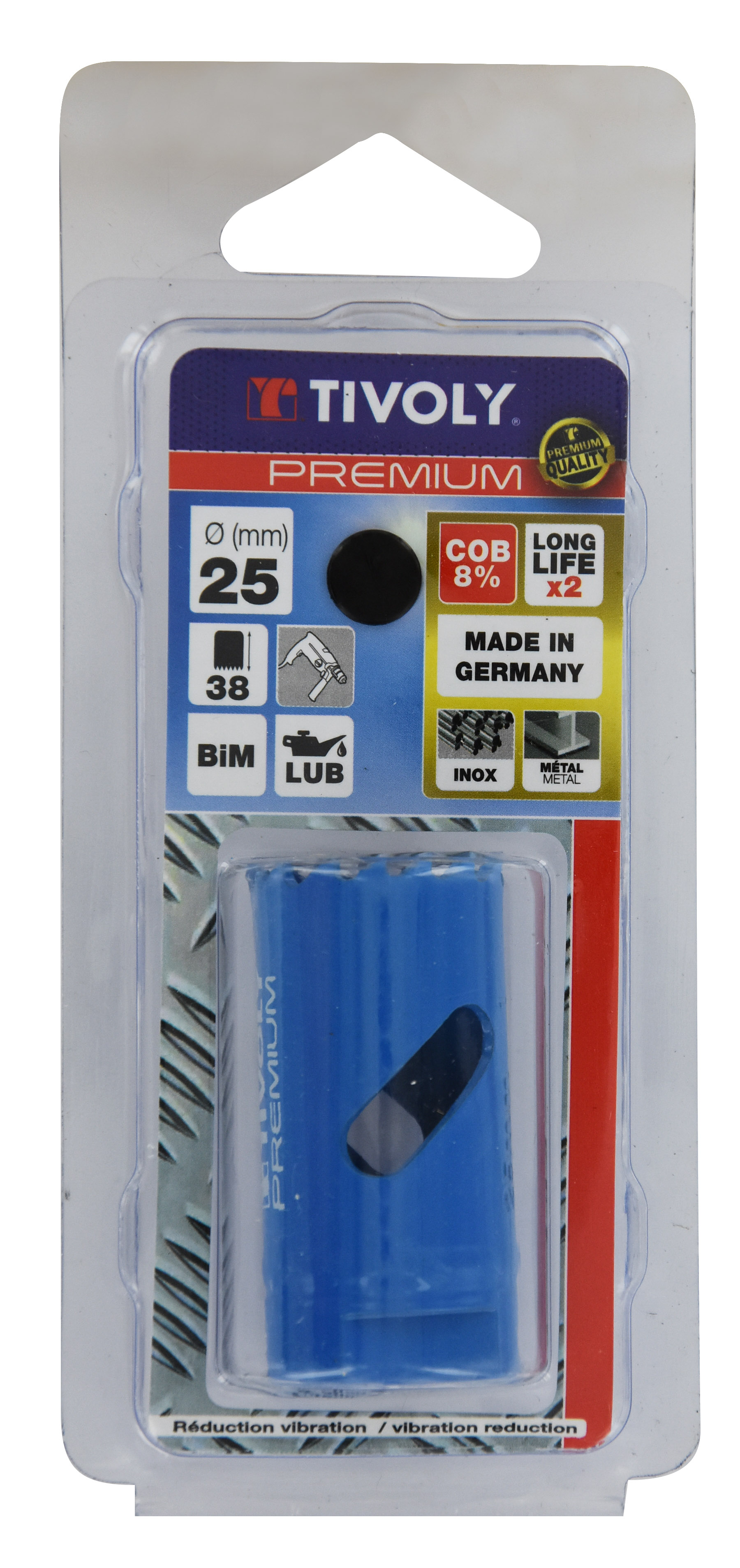 Scie cloche bi-métal cobalt 8 % (Blister Box) / H: 38 Ø: 25 TIVOLY - XT505220102