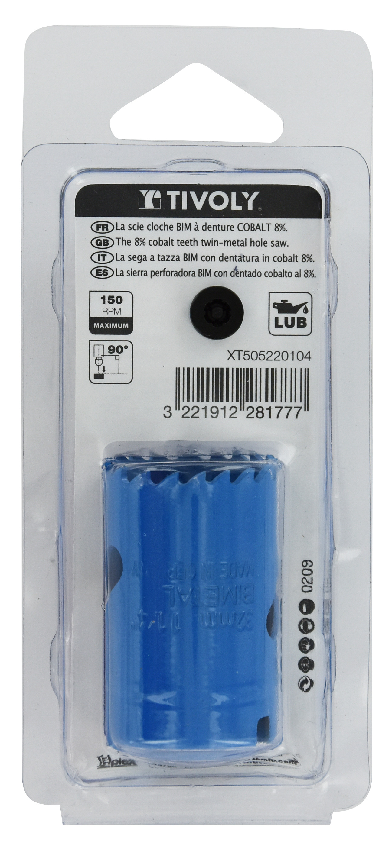 Scie cloche bi-métal cobalt 8 % (Blister Box) / H: 38 Ø: 32 TIVOLY - XT505220104