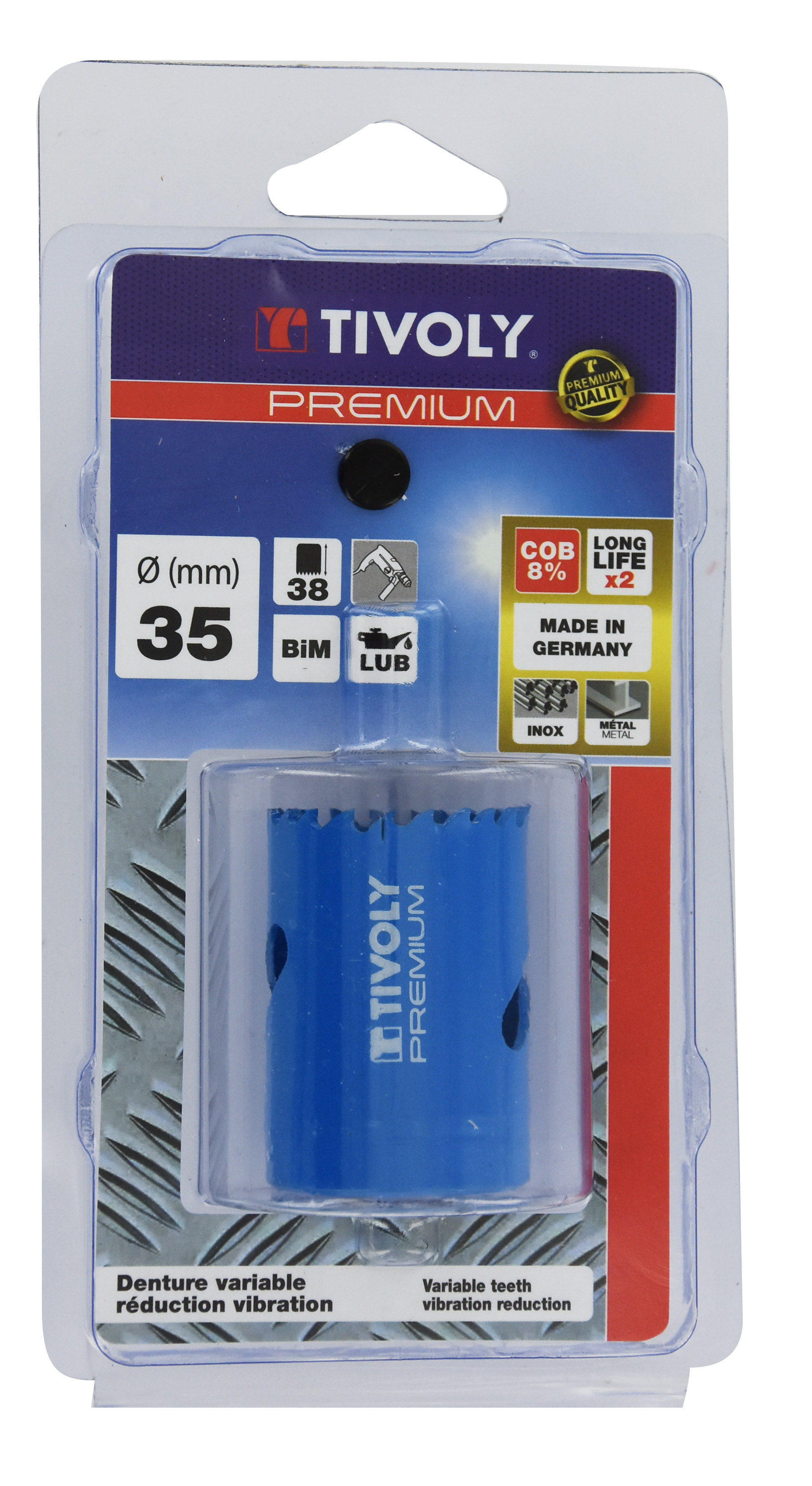 Scie cloche bi-métal cobalt 8 % (Blister Box) / H: 38 Ø: 35 TIVOLY - XT505220105