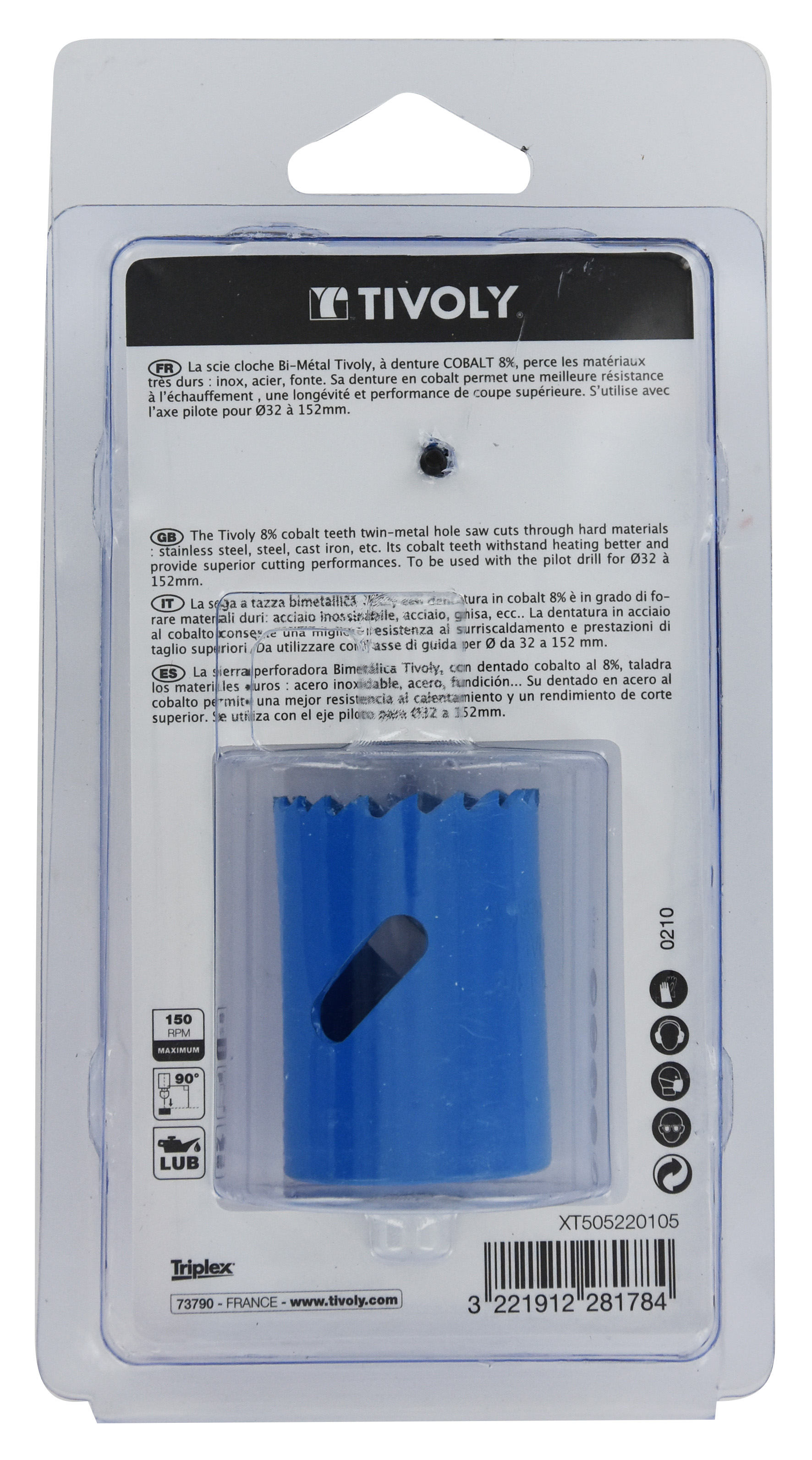 Scie cloche bi-métal cobalt 8 % (Blister Box) / H: 38 Ø: 35 TIVOLY - XT505220105