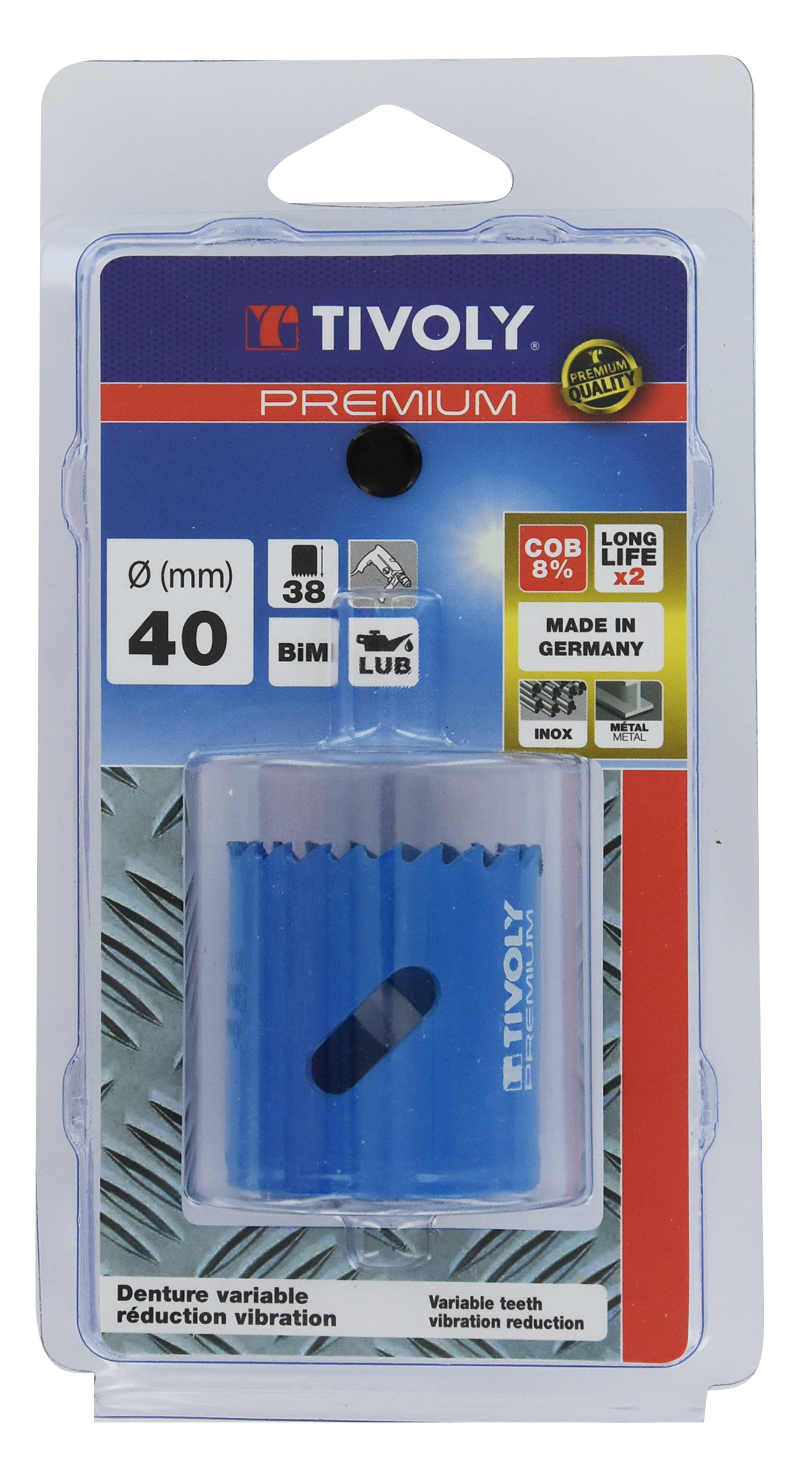 Scie cloche bi-métal cobalt 8 % (Blister Box) / H: 38 Ø: 40 TIVOLY - XT505220106